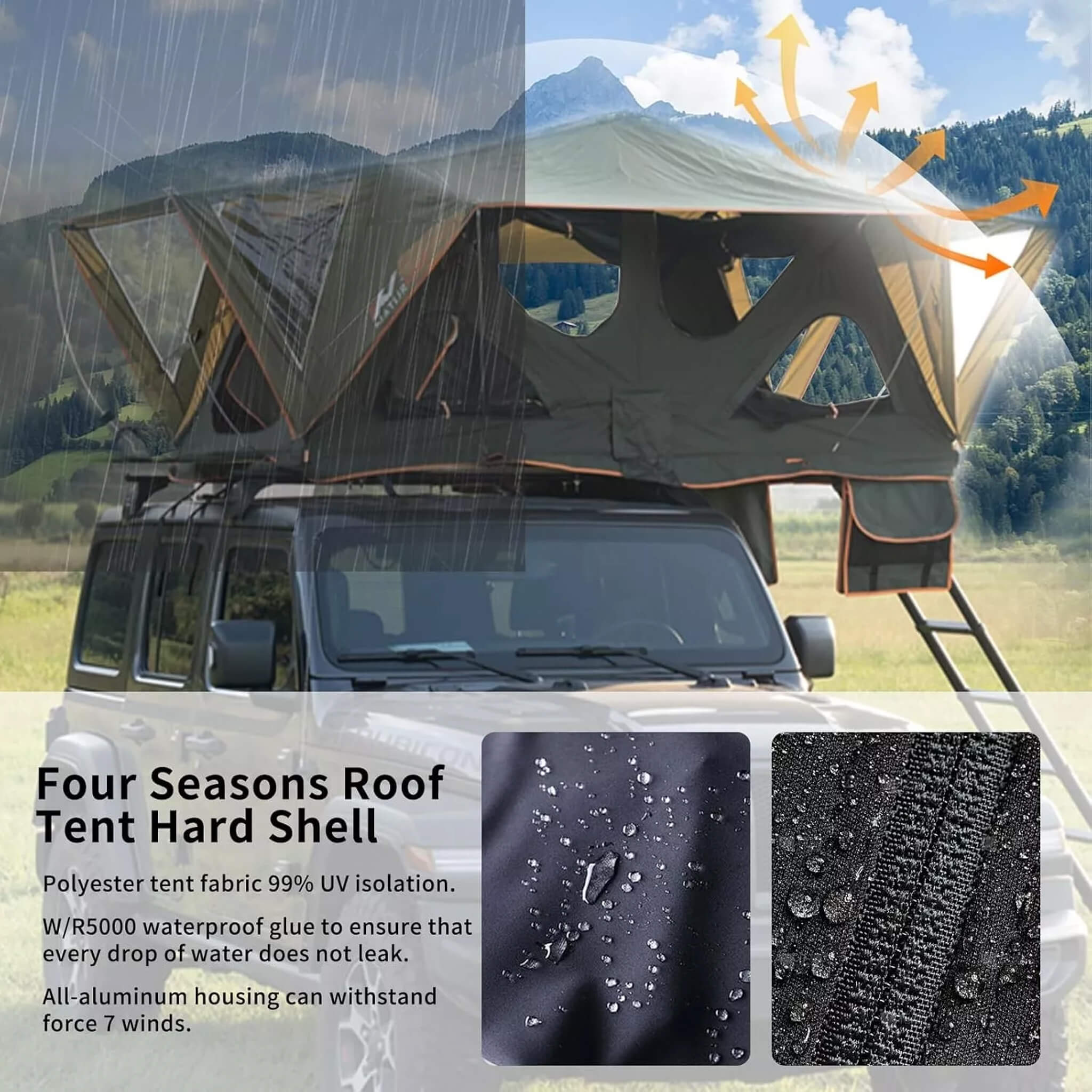 Naturnest Andromeda Green Soft-Shell Rooftop Tent With Large Panoramic Skylight & YKK Doors (SAK50612) – SAKSBY WHOLESALE, vi