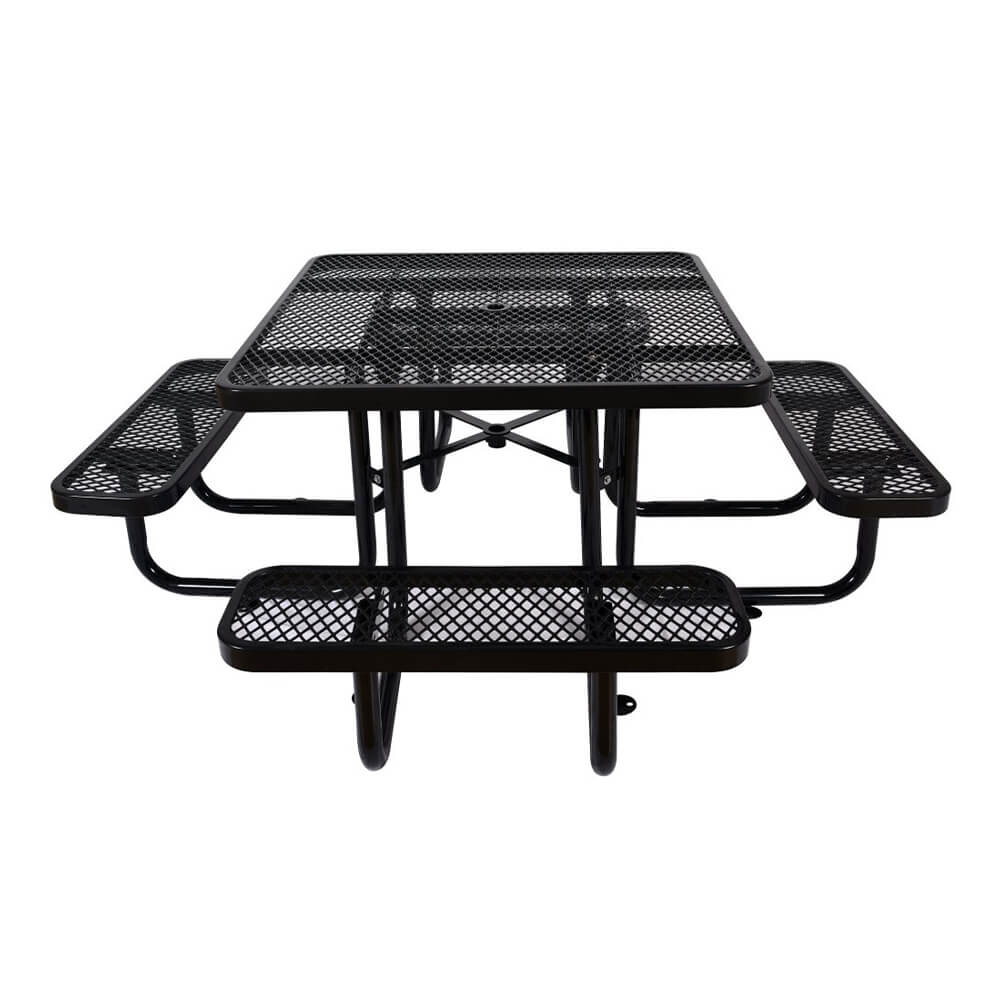 Large 46-Inch Stylish Square Steel Picnic Table W/ Thermoplastic Coating & Umbrella Hole (SAK90547) – SAKSBY WHOLESALE