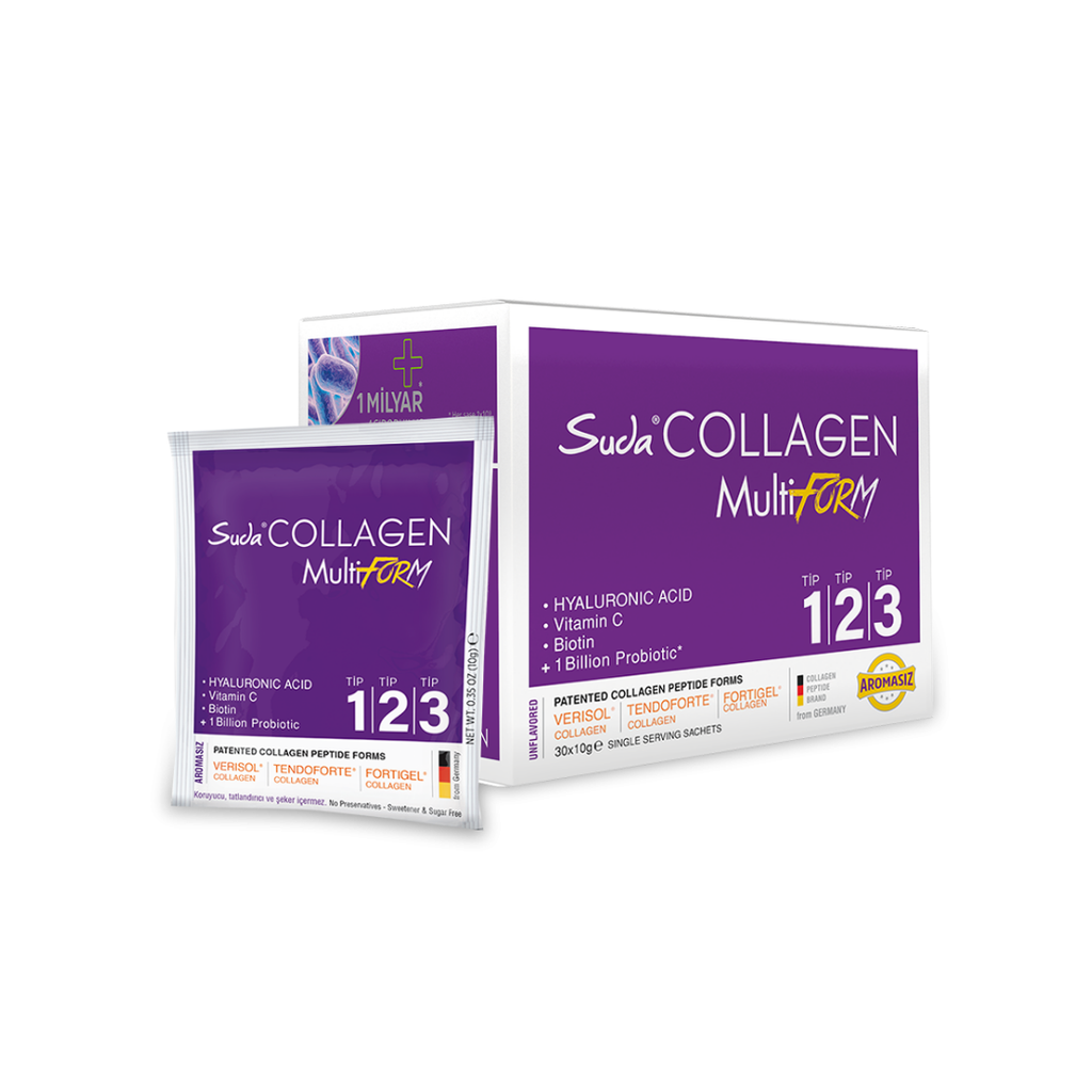 Suda Collagen: Type 1, 2 & 3 Unflavored Collagen Peptides - Boost Skin Elasticity & Joint Health - Bovine Collagen Supplement - 30 Single-Serve Packets
