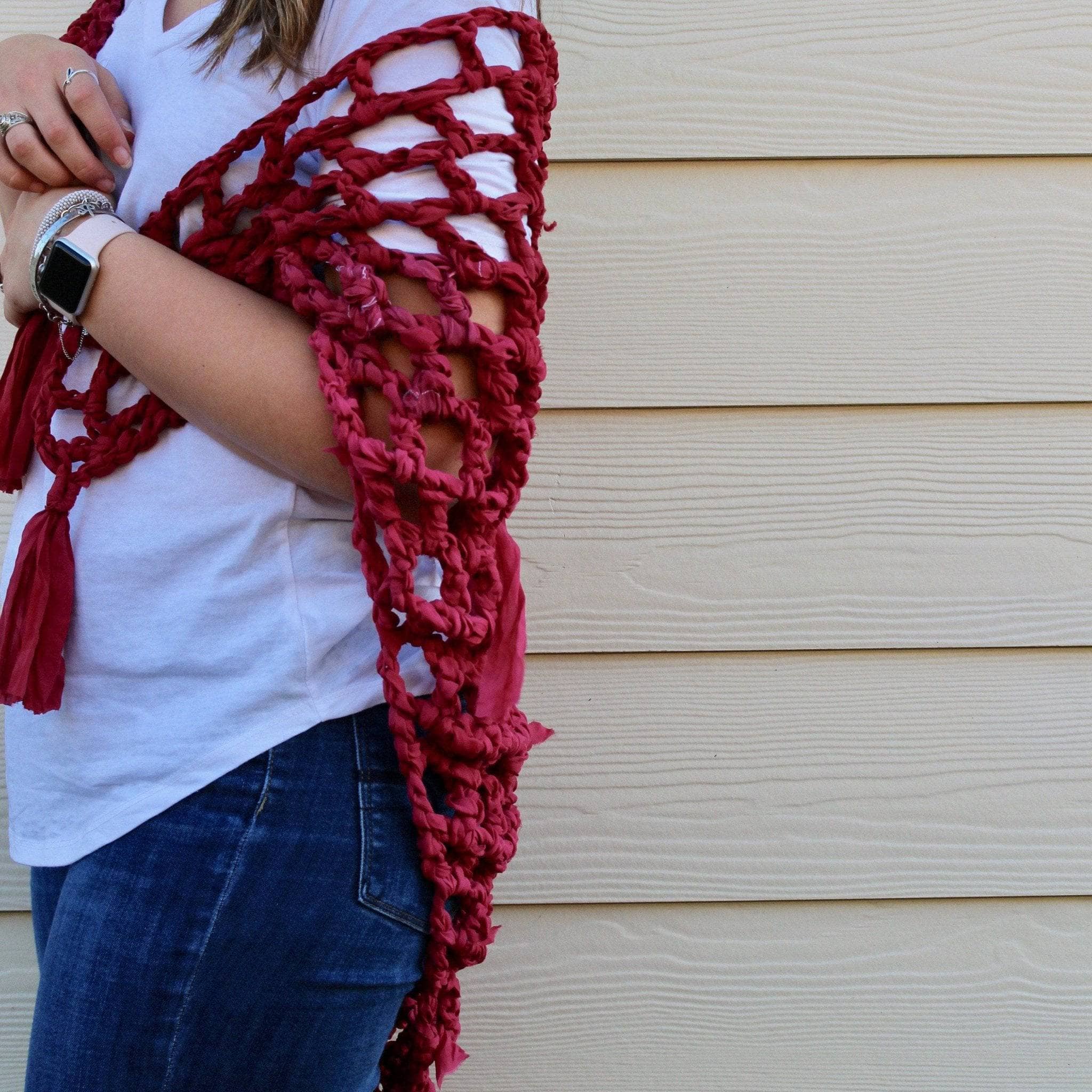 Darn Good Yarn Summer Nights Chiffon Crochet Shawl Kit — construction detail
