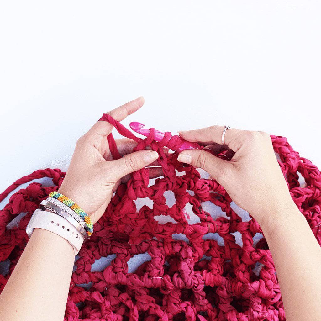 Darn Good Yarn Summer Nights Chiffon Crochet Shawl Kit — Darn Good Yarn branding close-up
