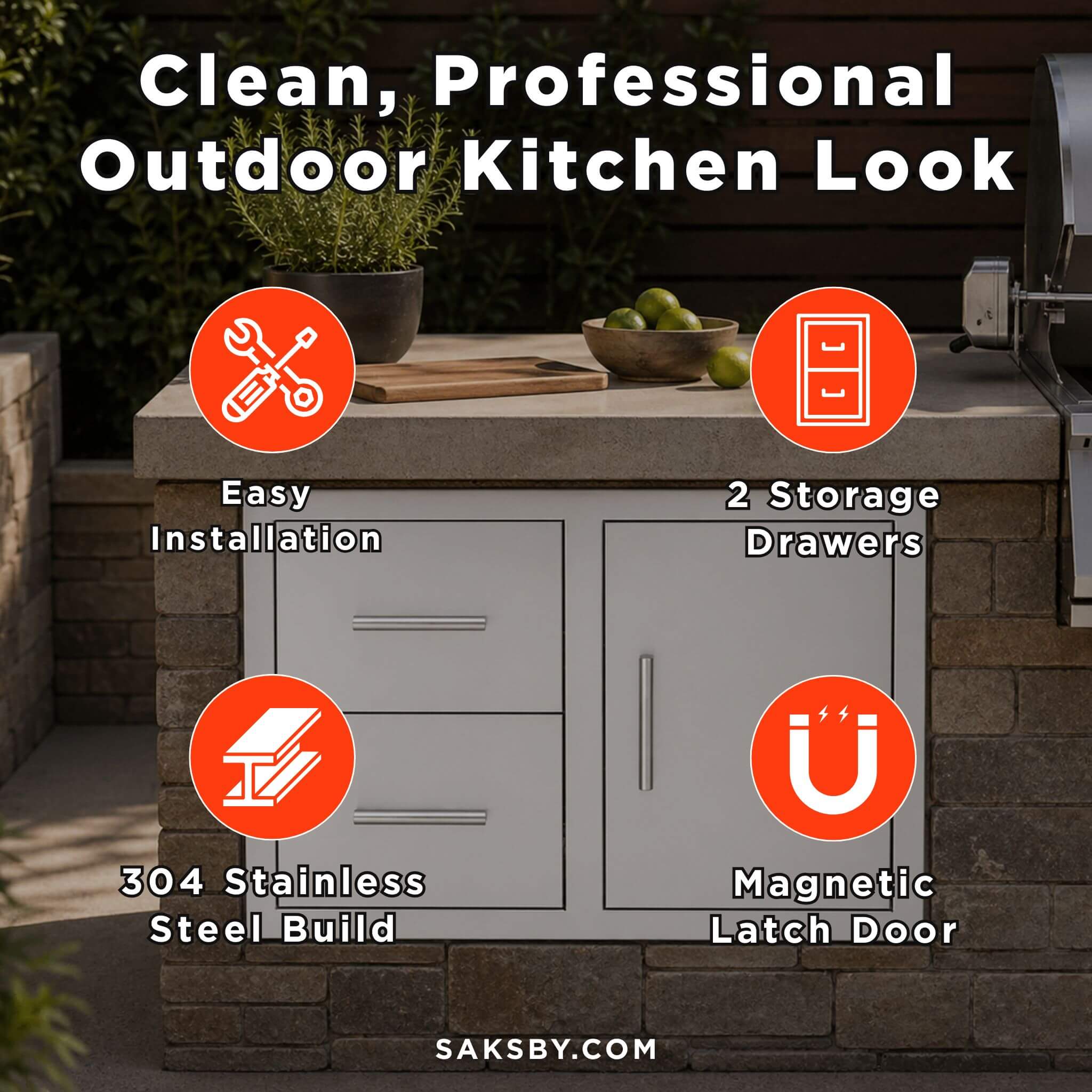 Summerset 33" Flush Mount 2 Soft Closing Drawers And Access Door Combo [DC2-33] (SAK45978) – SAKSBY WHOLESALE, view 5