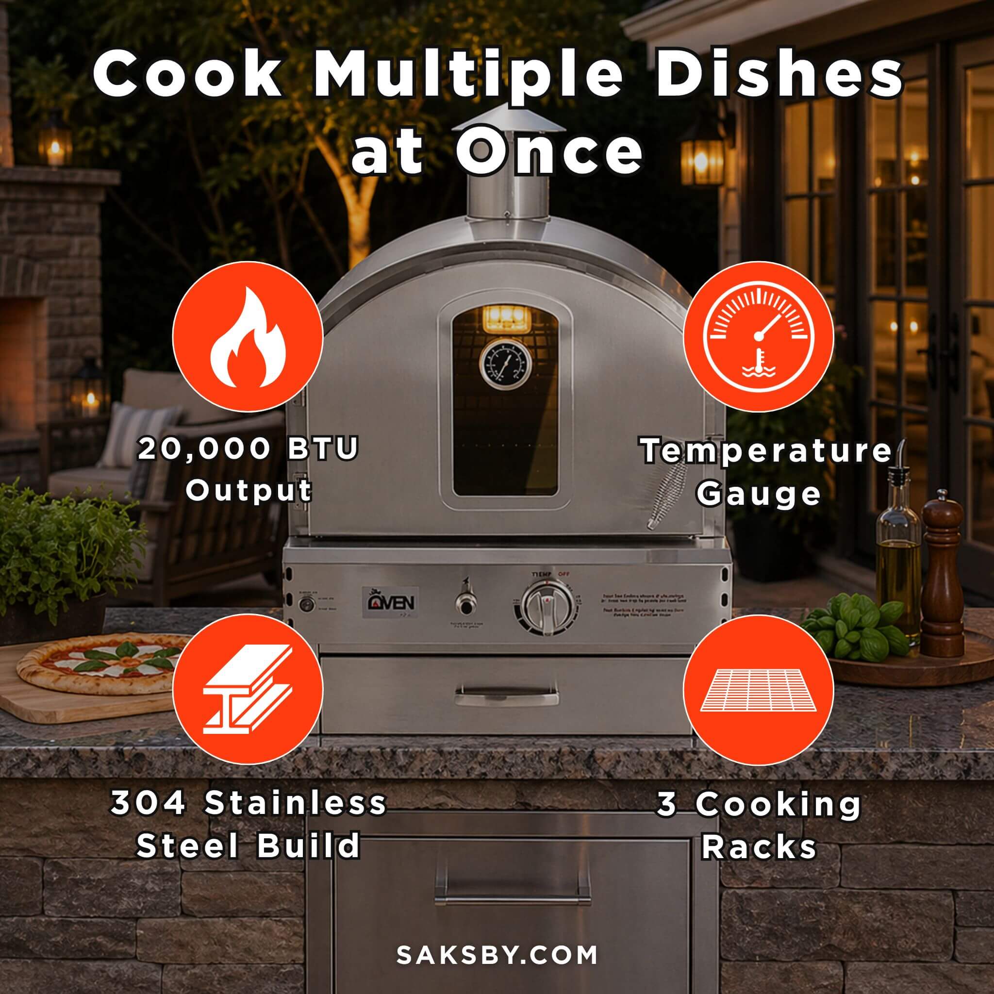 Summerset Outdoor Built-In Countertop Gas Pizza Oven [SS-OVBI] (SAK73182) – SAKSBY WHOLESALE, view 5