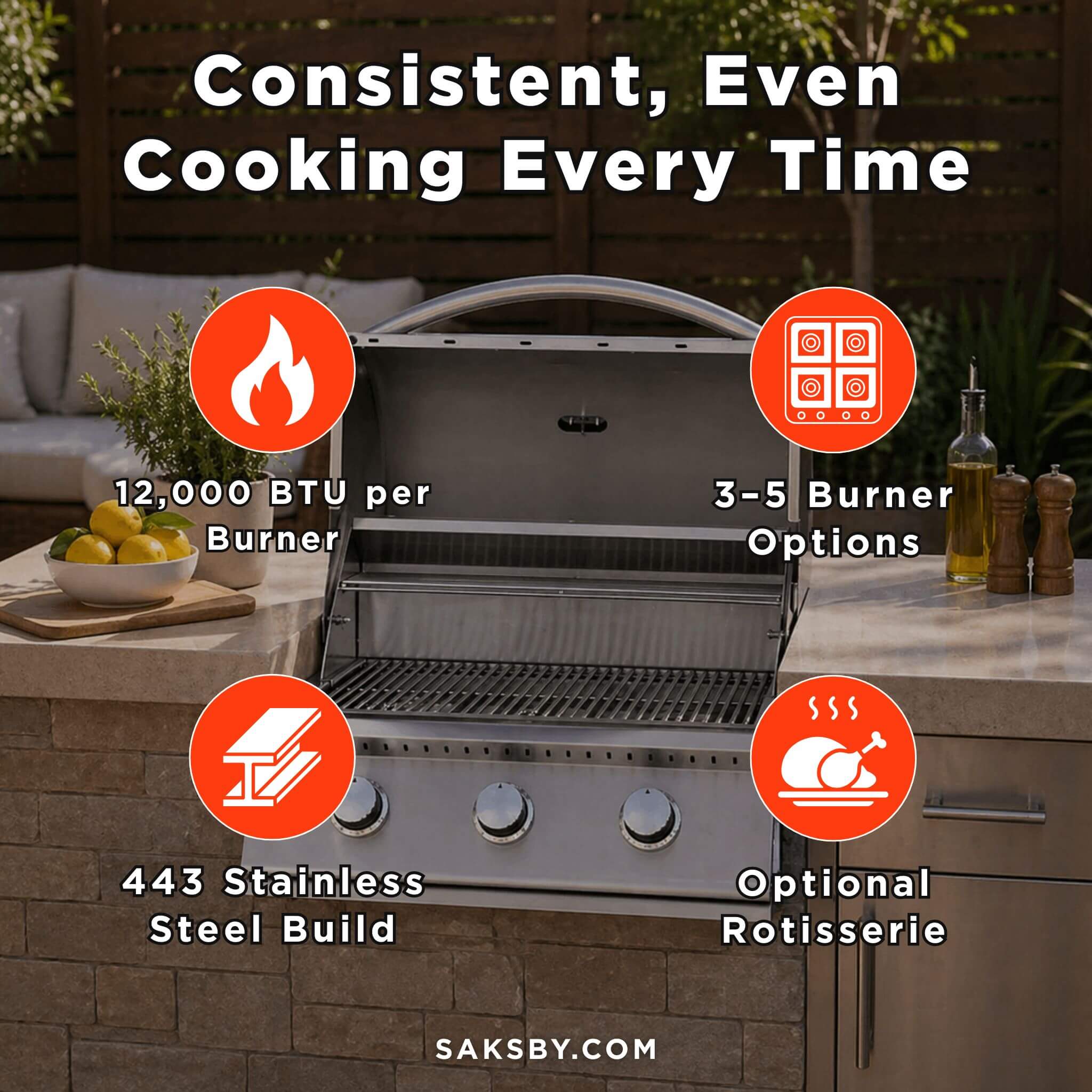 Summerset Sizzler Built-In Propane Gas Grill [SIZ25/32/40] (SAK71502) – SAKSBY WHOLESALE, view 6