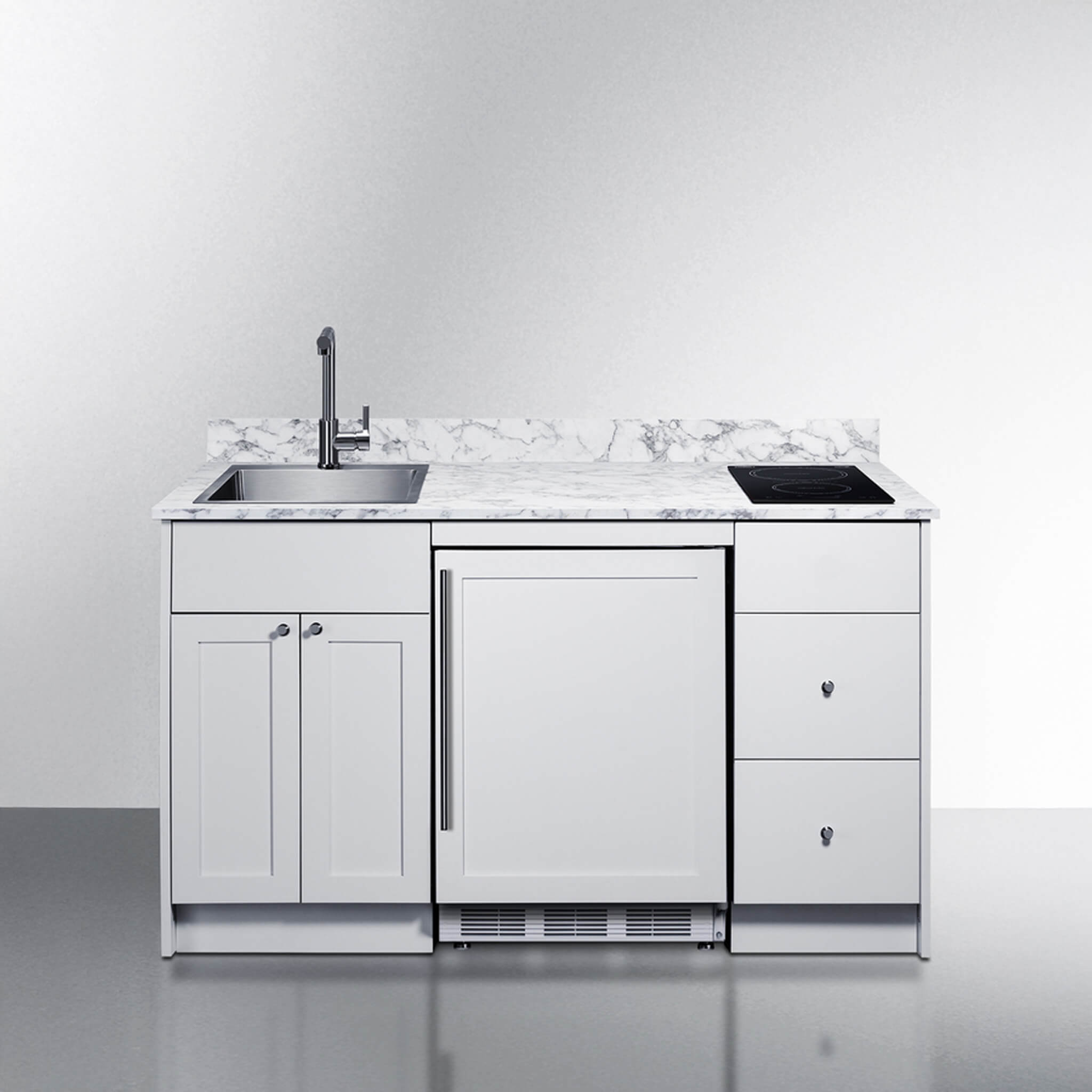 Summit Turnkey Caldera Kitchenette With A Cooktop, Refrigerator-Freezer, Sink, And Pre-Installed Cabinetry [CALDERAWH35] (SAK