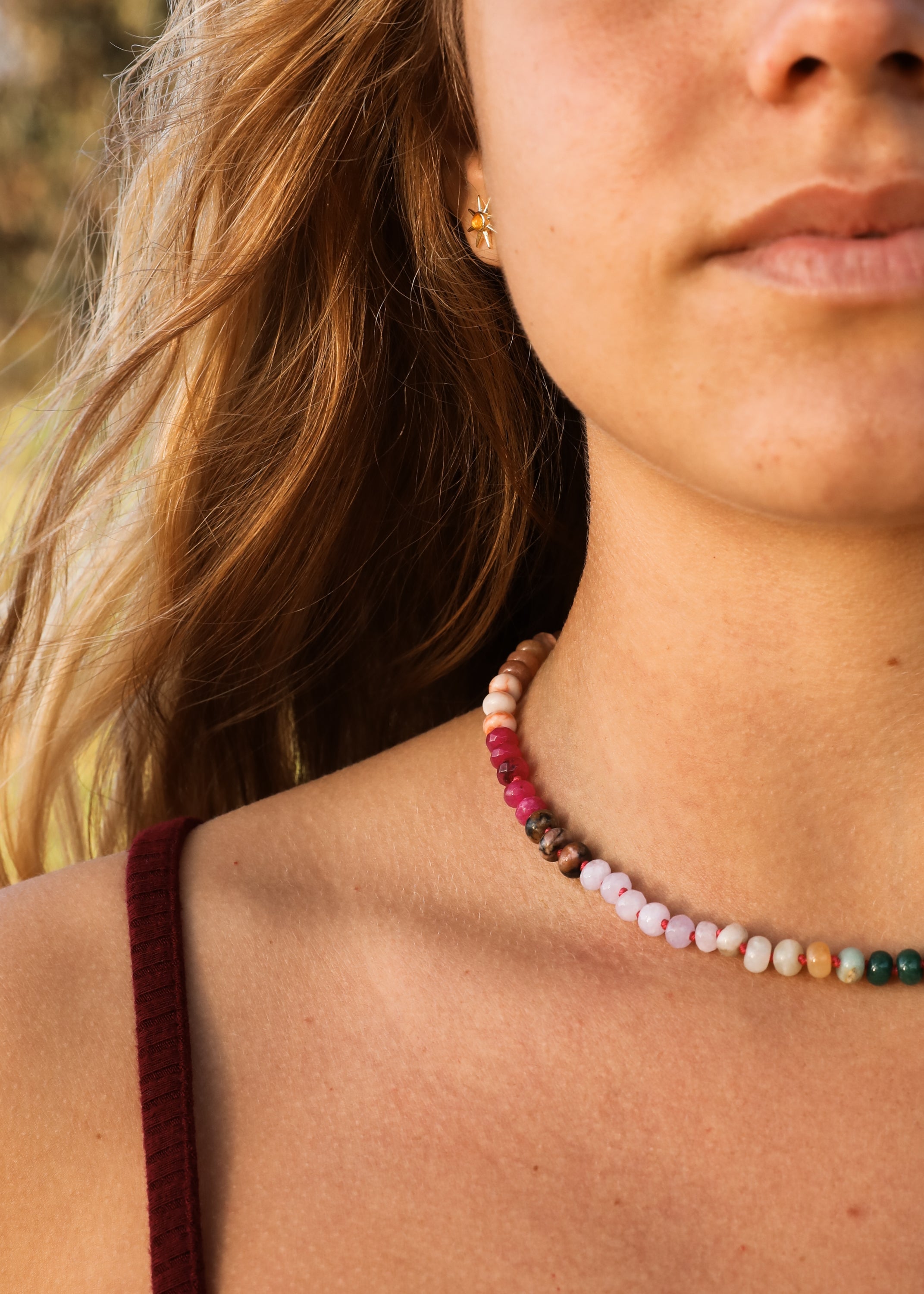 CanyonLeaf Natural Gemstone Necklace + 14k Gold Filled Toggle : Sedona — main product shot