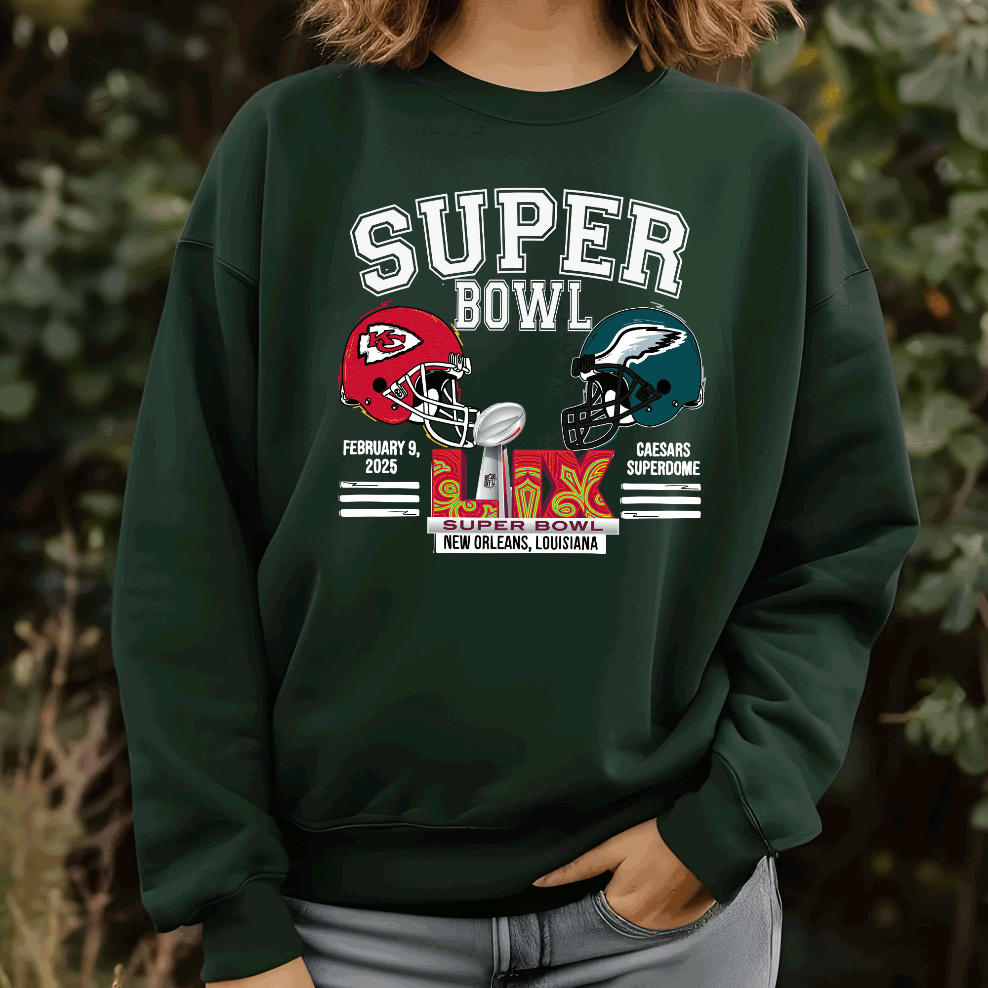 A Blessed Texas Mess Boutique Super Bowl Kansas City Football Eagles T-Shirt, New Orleans Football Tee, Game… — lifestyle worn / used context