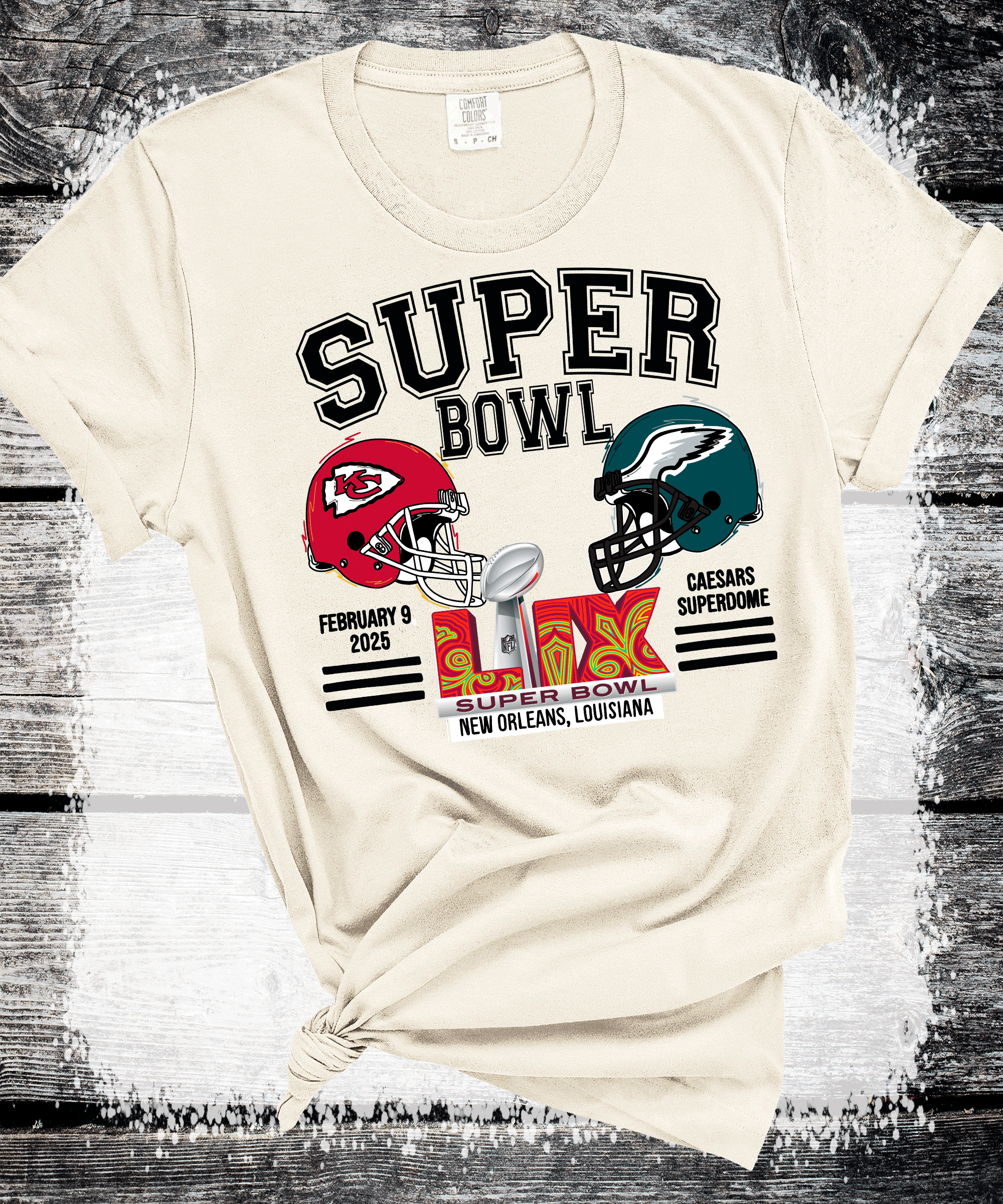 A Blessed Texas Mess Boutique Super Bowl Kansas City Football Eagles T-Shirt, New Orleans Football Tee, Game… — main product shot