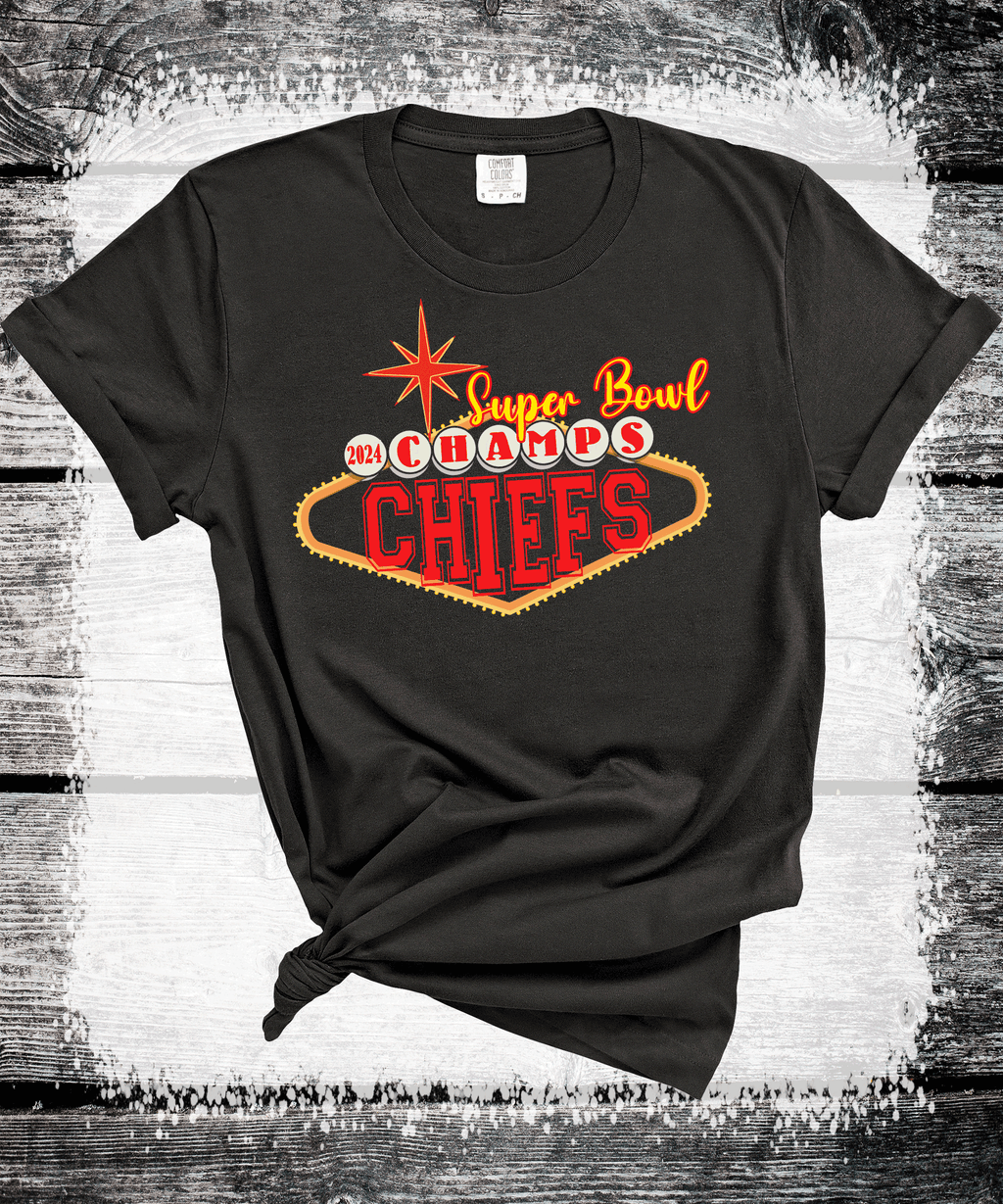A Blessed Texas Mess Boutique 2024 Super Bowl Champions Vegas Chiefs Football Super Bowl 2024 Kansas City — detail shot 9