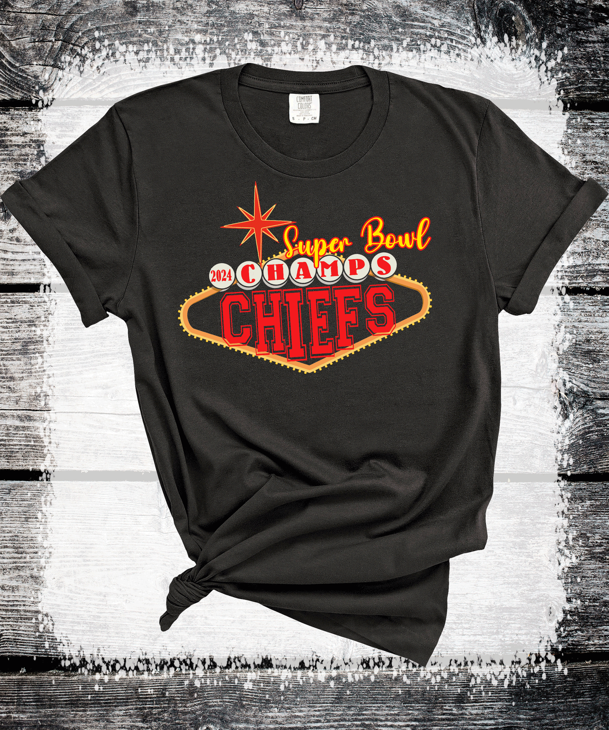 A Blessed Texas Mess Boutique 2024 Super Bowl Champions Vegas Chiefs Football Super Bowl 2024 Kansas City — detail shot 9