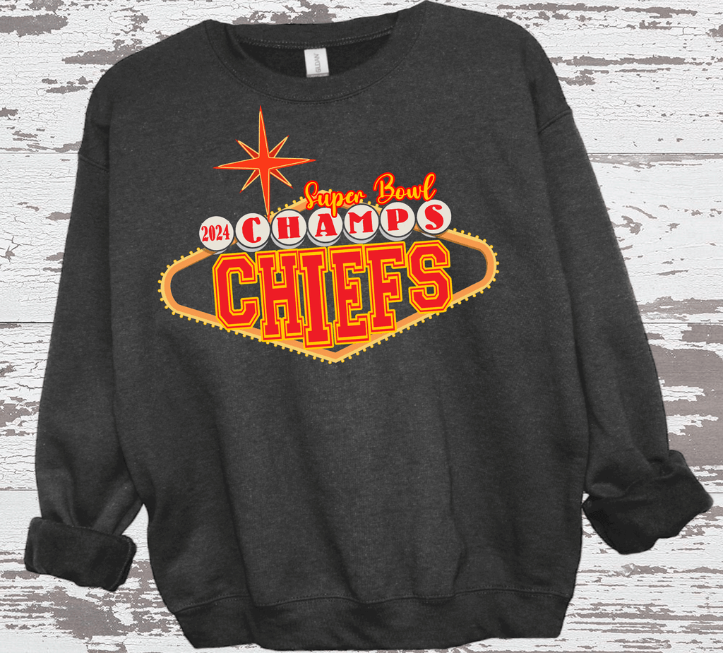 A Blessed Texas Mess Boutique 2024 Super Bowl Champions Vegas Chiefs Football Super Bowl 2024 Kansas City — lifestyle worn / used context