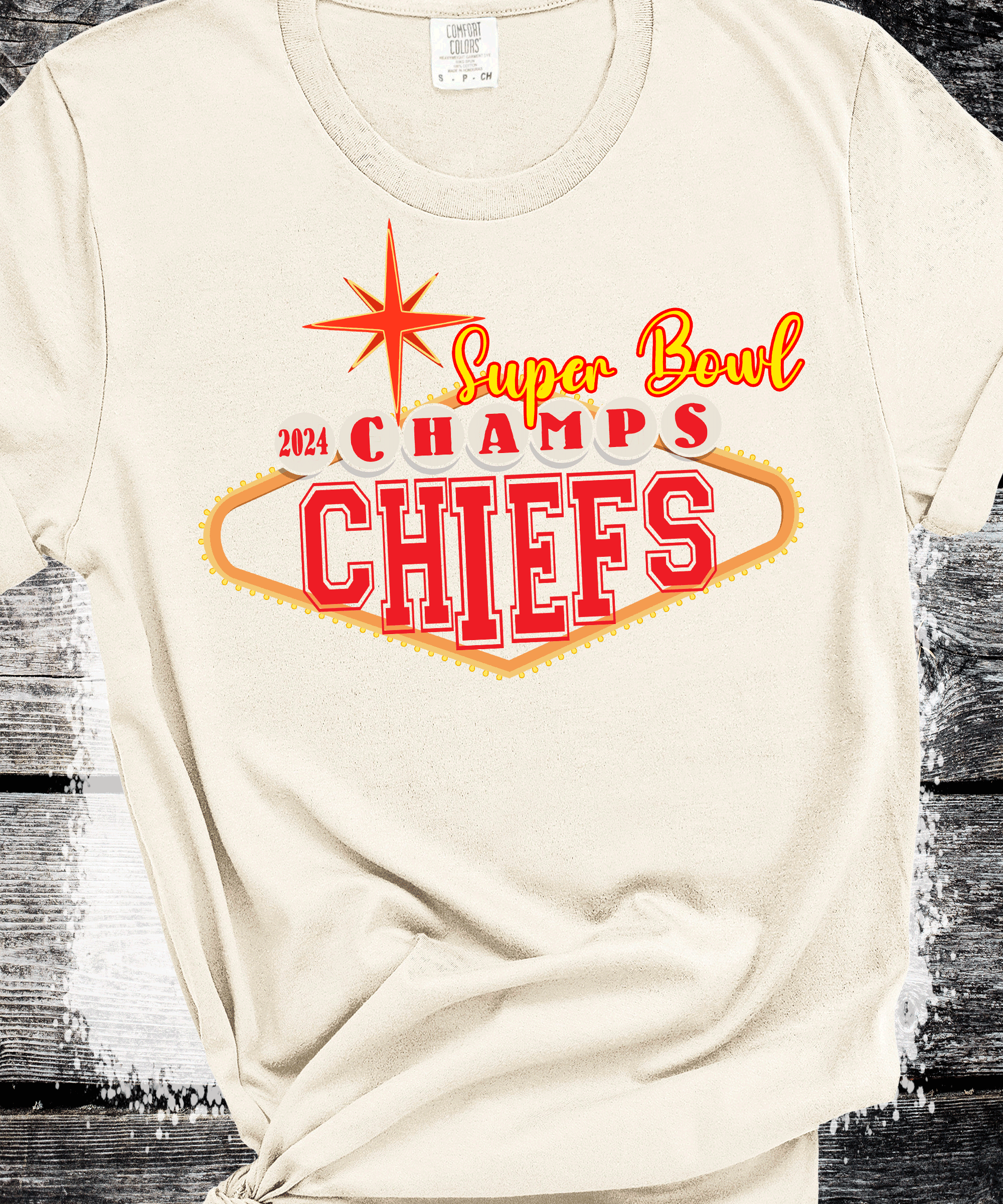 A Blessed Texas Mess Boutique 2024 Super Bowl Champions Vegas Chiefs Football Super Bowl 2024 Kansas City — detail shot 10