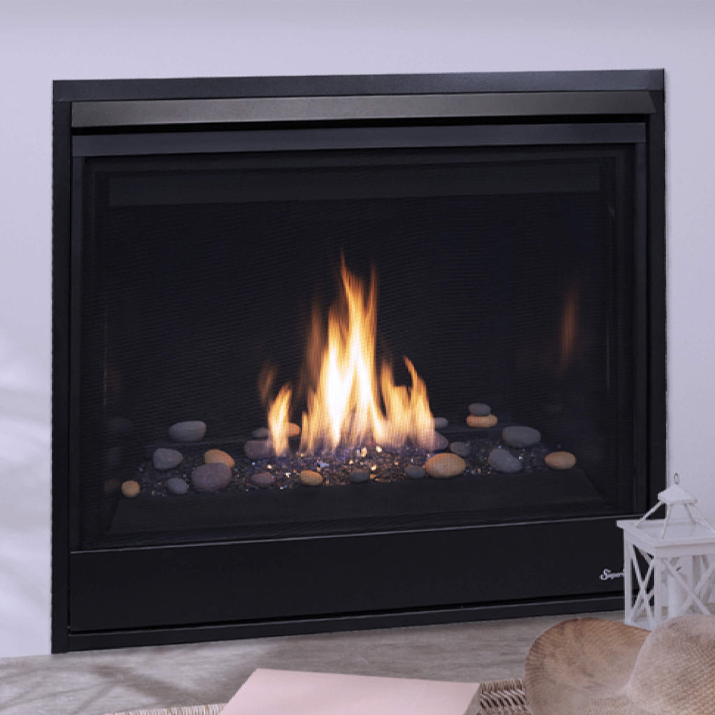 Superior Fireplaces 40-Inch Contemporary Black Glass Direct Vent Natural Gas Fireplace With Battery Back Up [DRC3040DEN-B] (S