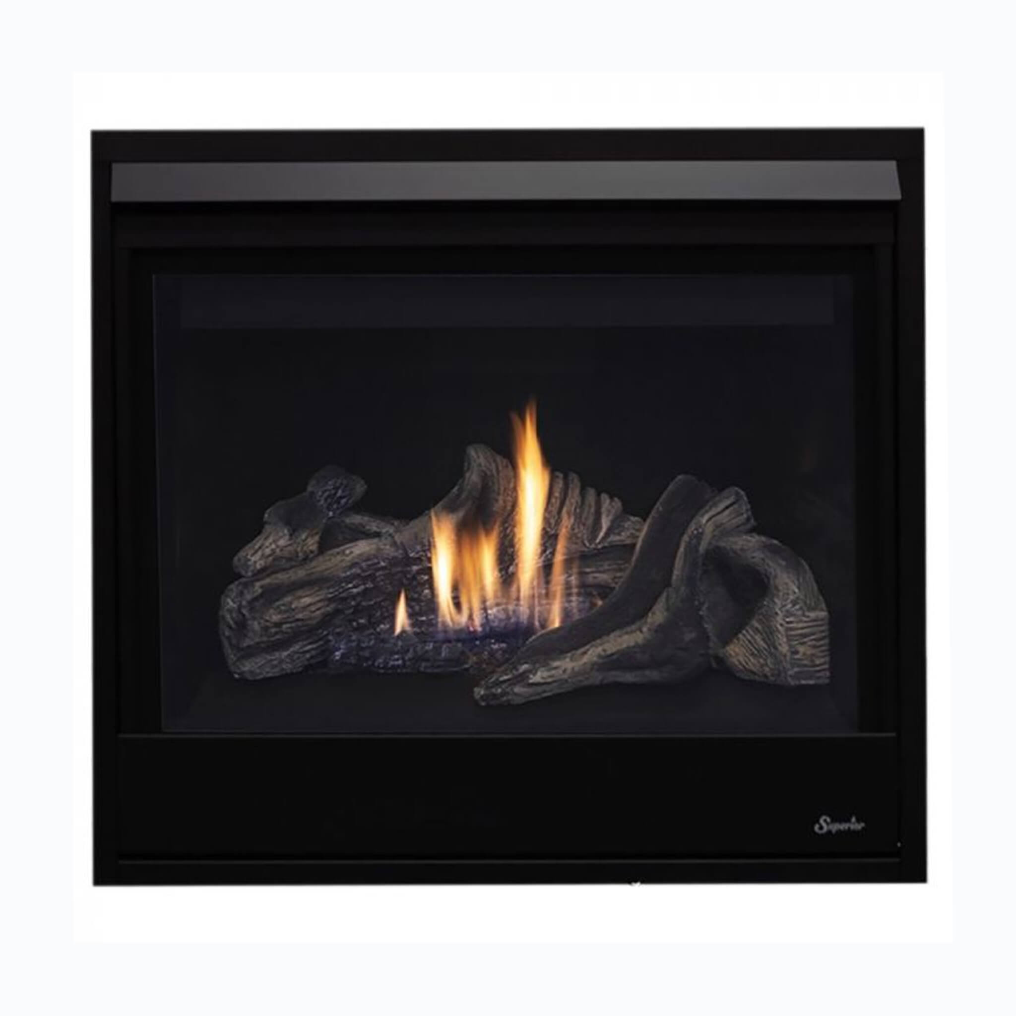 Superior Fireplaces 40-Inch Contemporary Black Glass Direct Vent Natural Gas Fireplace With Battery Back Up [DRC3040DEN-B] (S