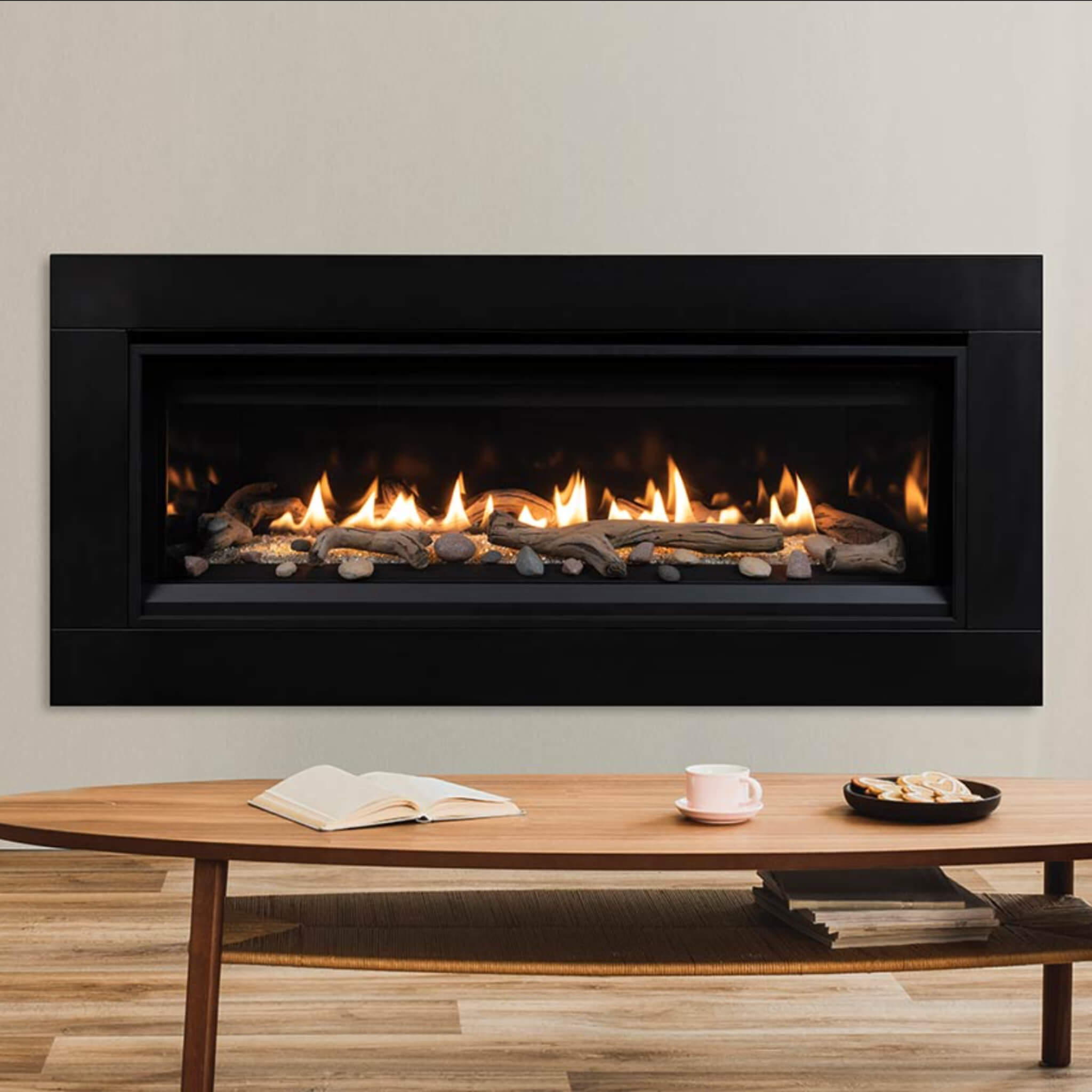 Superior Fireplaces 55-Inch Linear 28K BTU Direct Vent Natural Gas Fireplace With Blower And Remote Control [DRL3555TEN] (SAK