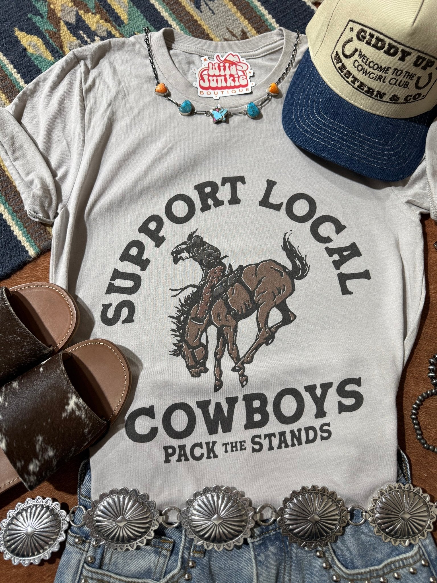 Wild Junkie Support Local Cowboys Graphic Tee — main product shot