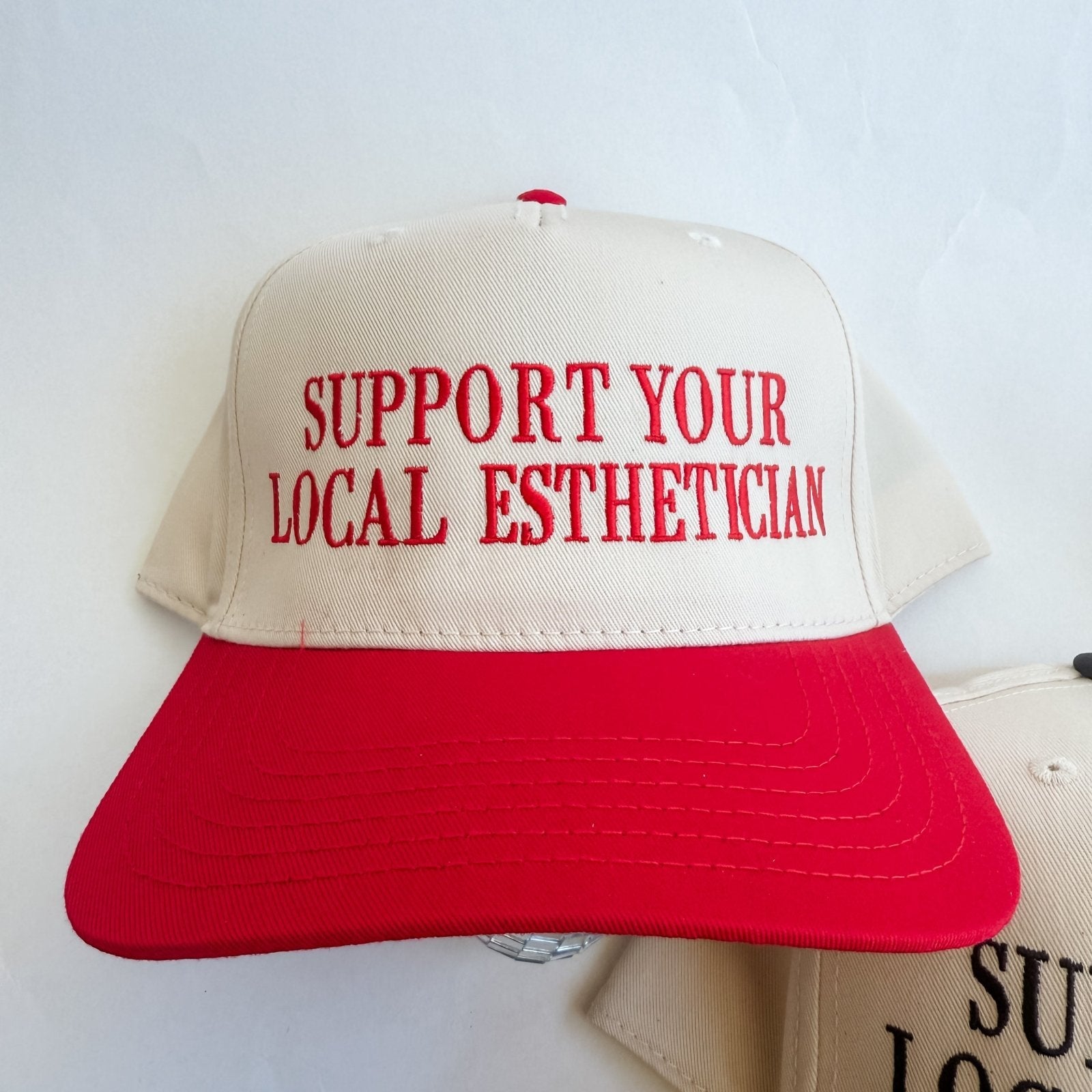 Coco & Rho Support Your Local Esthetician - Trucker Hat — construction detail
