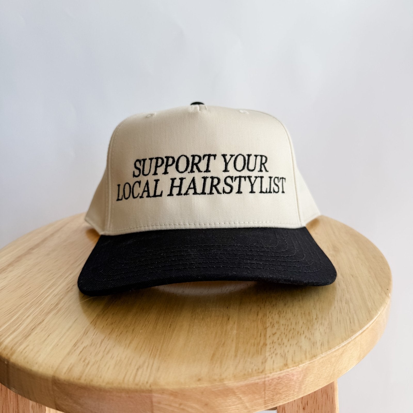 Coco & Rho Support Your Local Hairstylist - Trucker Hat — construction detail