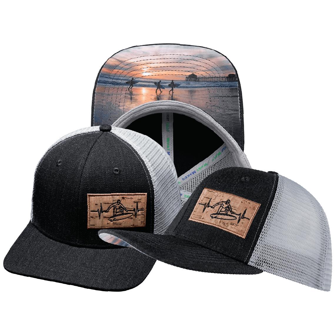 The Heartbeat Brand Surf Baseball Hat — Charcoal / Gray — main product shot