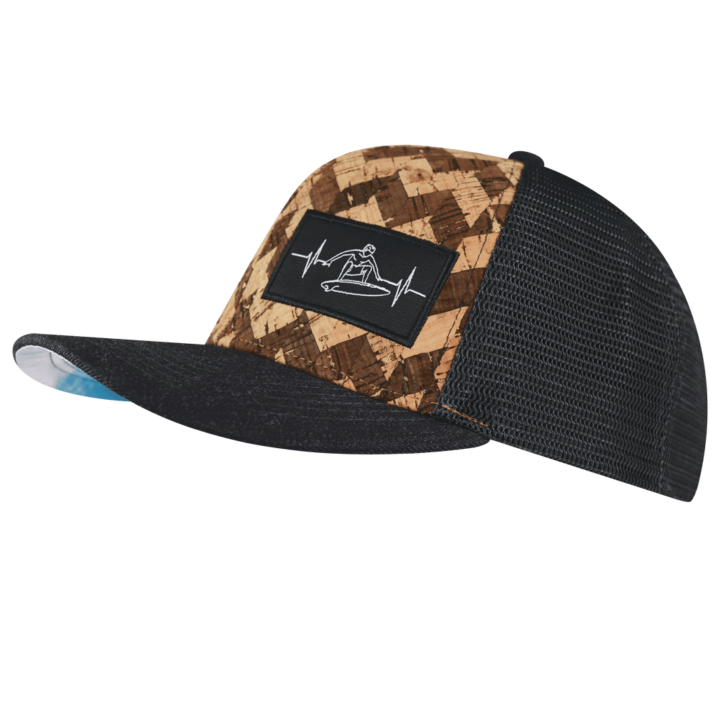 Surf Hat - Baseball Hat Fit - Cork - Charcoal Gray - Trucker Mesh