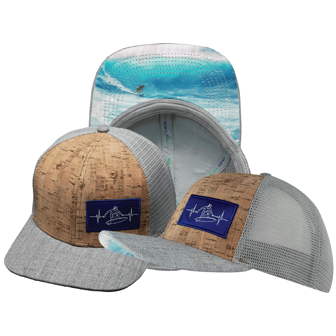 The Heartbeat Brand Surf Baseball Hat — Cork Heather Gray / Gray — main product shot