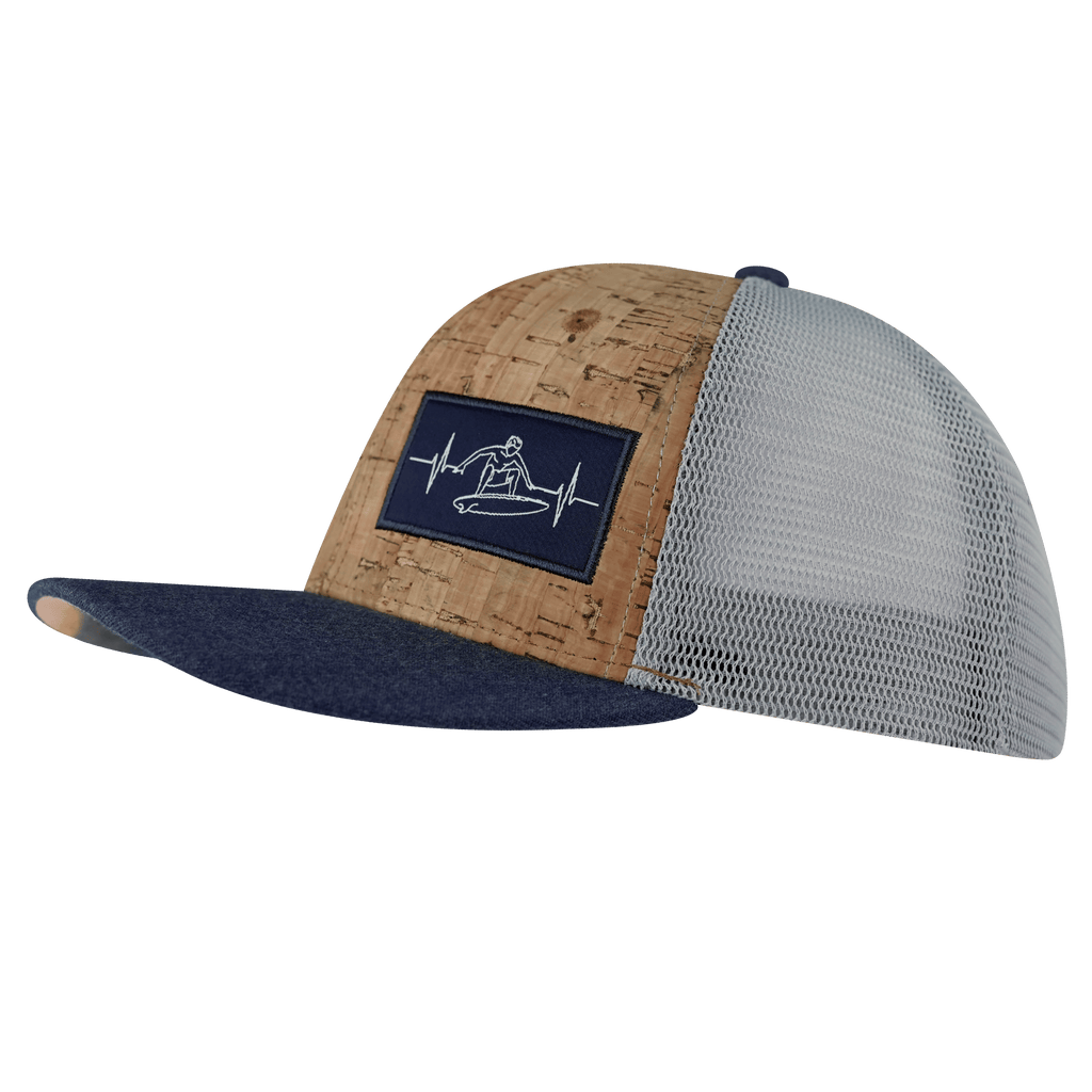 Surf Hat - Baseball Hat Fit - Cork - Heather Navy / Gray - Trucker Mesh