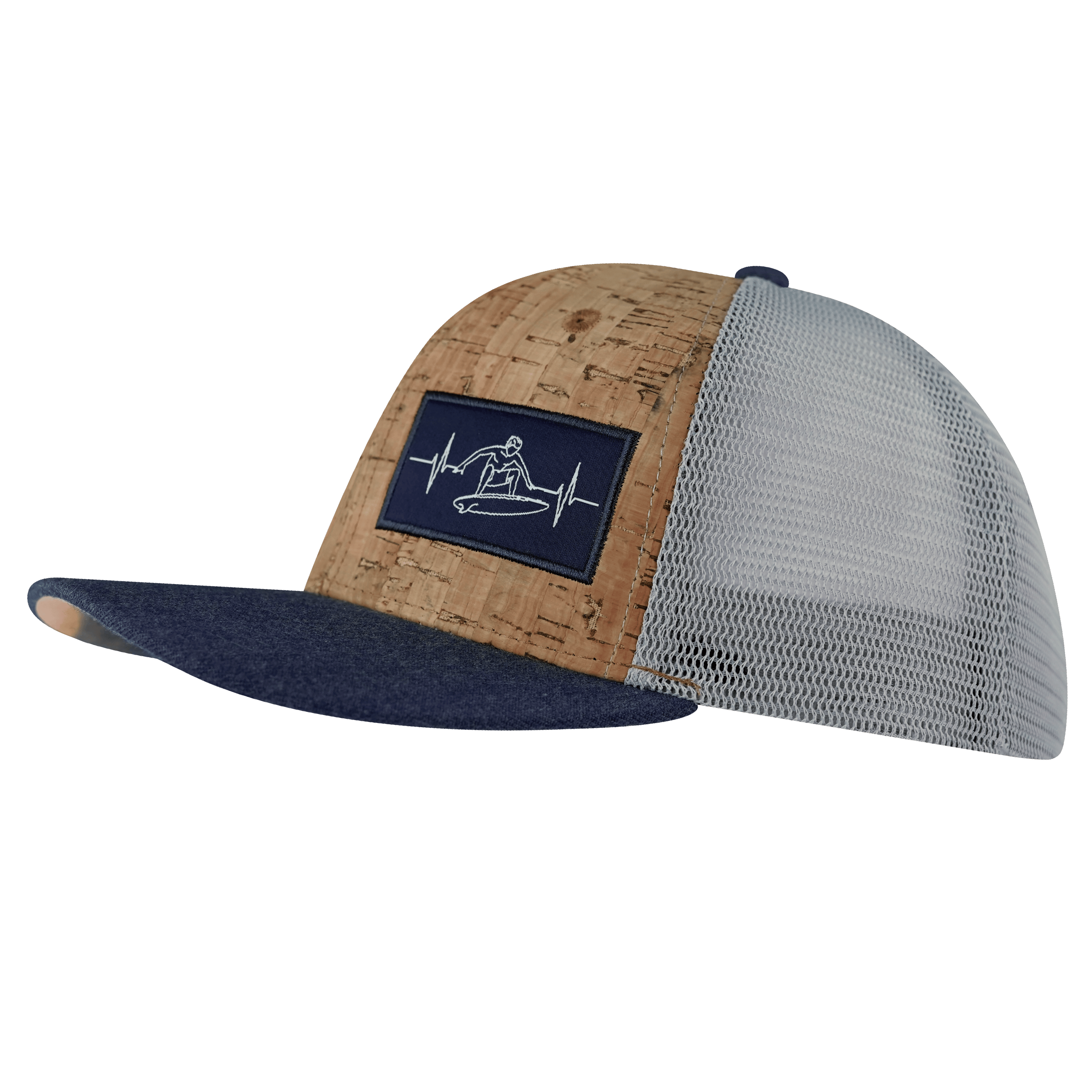 Surf Hat - Baseball Hat Fit - Cork - Heather Navy / Gray - Trucker Mesh