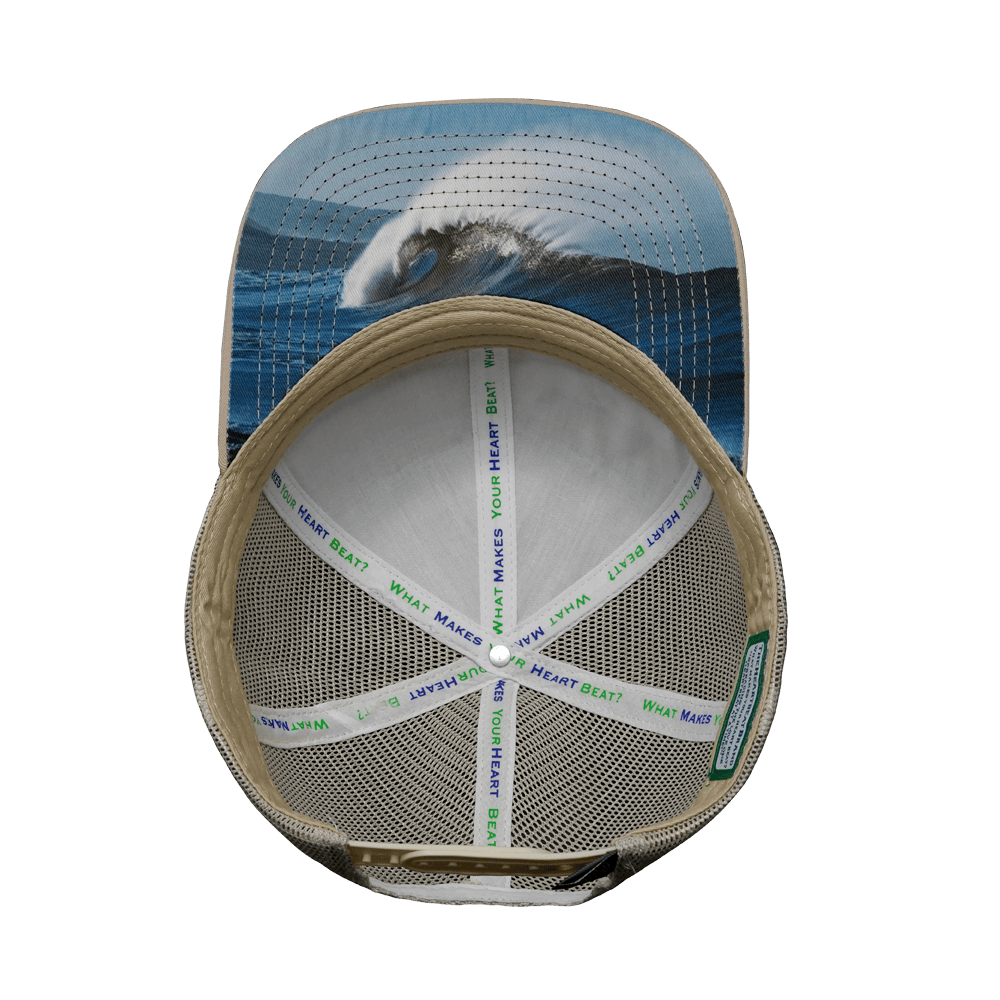 The Heartbeat Brand Surf Hat - Baseball Hat Fit - Cream / Gray - Trucker Mesh — detail shot 6