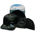 The Heartbeat Brand Surf Baseball Hat — Green Camo / Black — main product shot