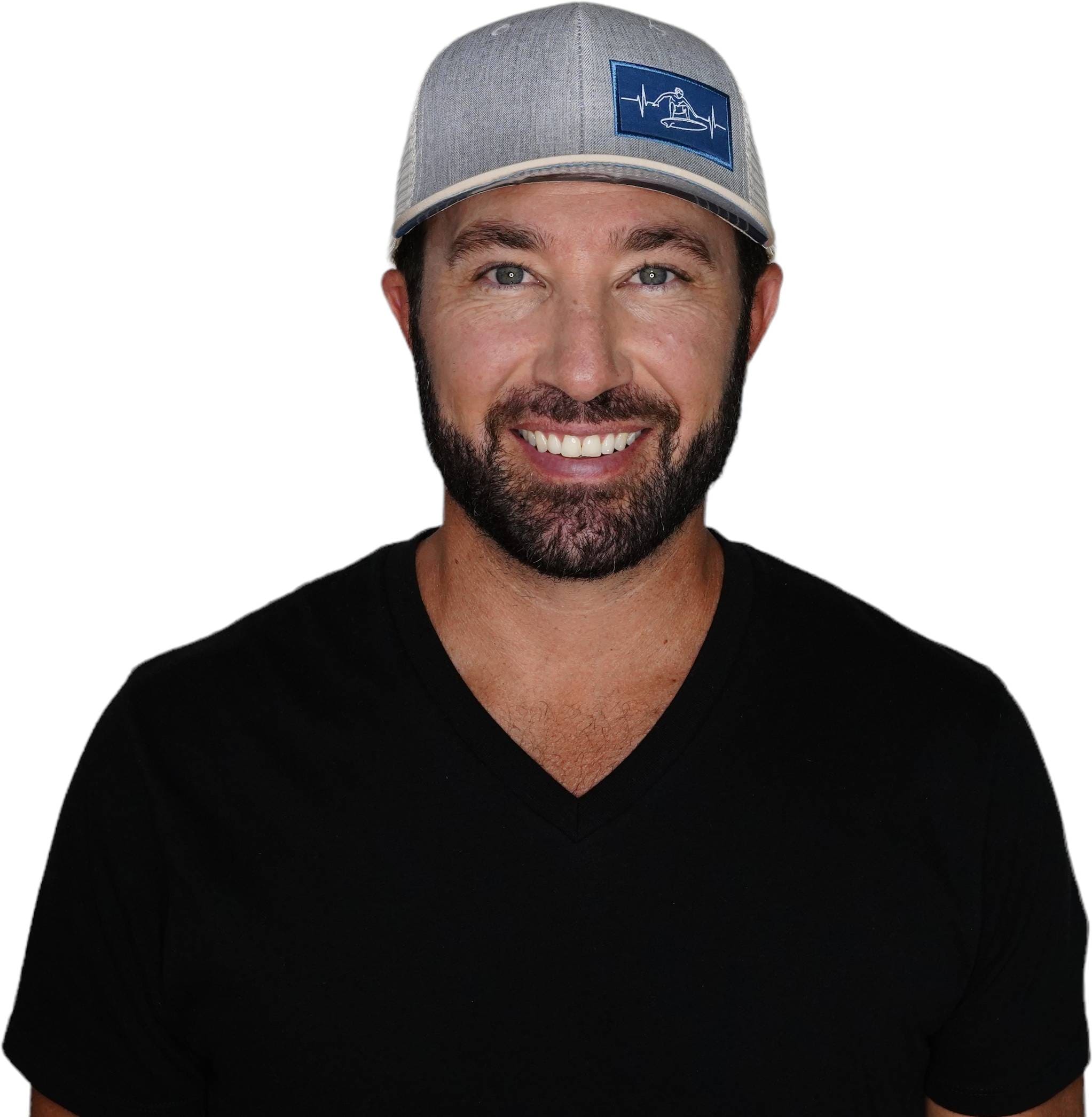 The Heartbeat Brand Surf Hat - Baseball Hat Fit - Cream / Gray - Trucker Mesh — Cream detail