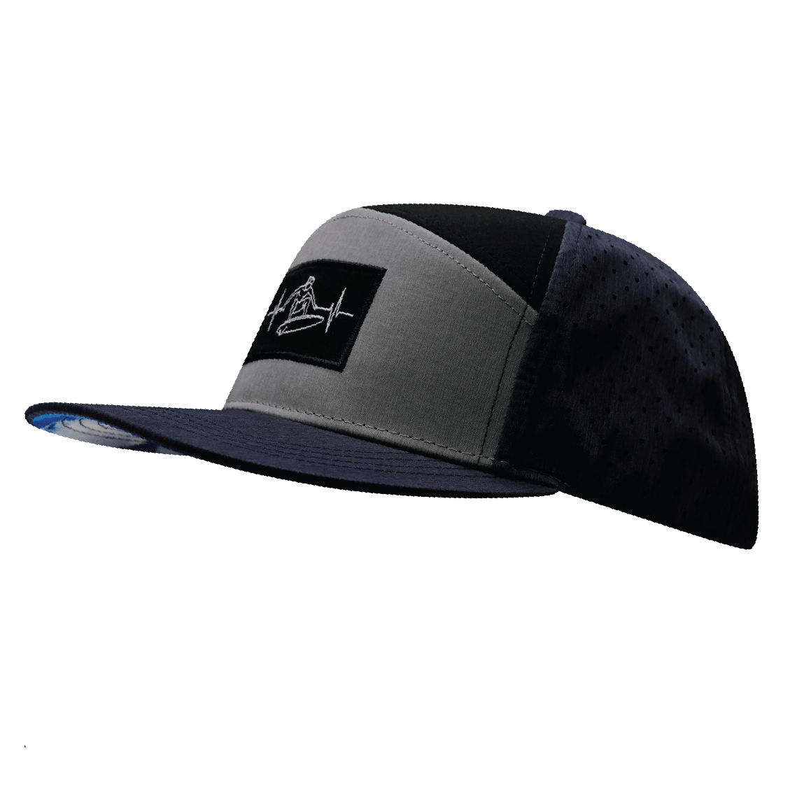 Surf Hat - Flat Bill - Navy / Gray / Black - Laser Mesh