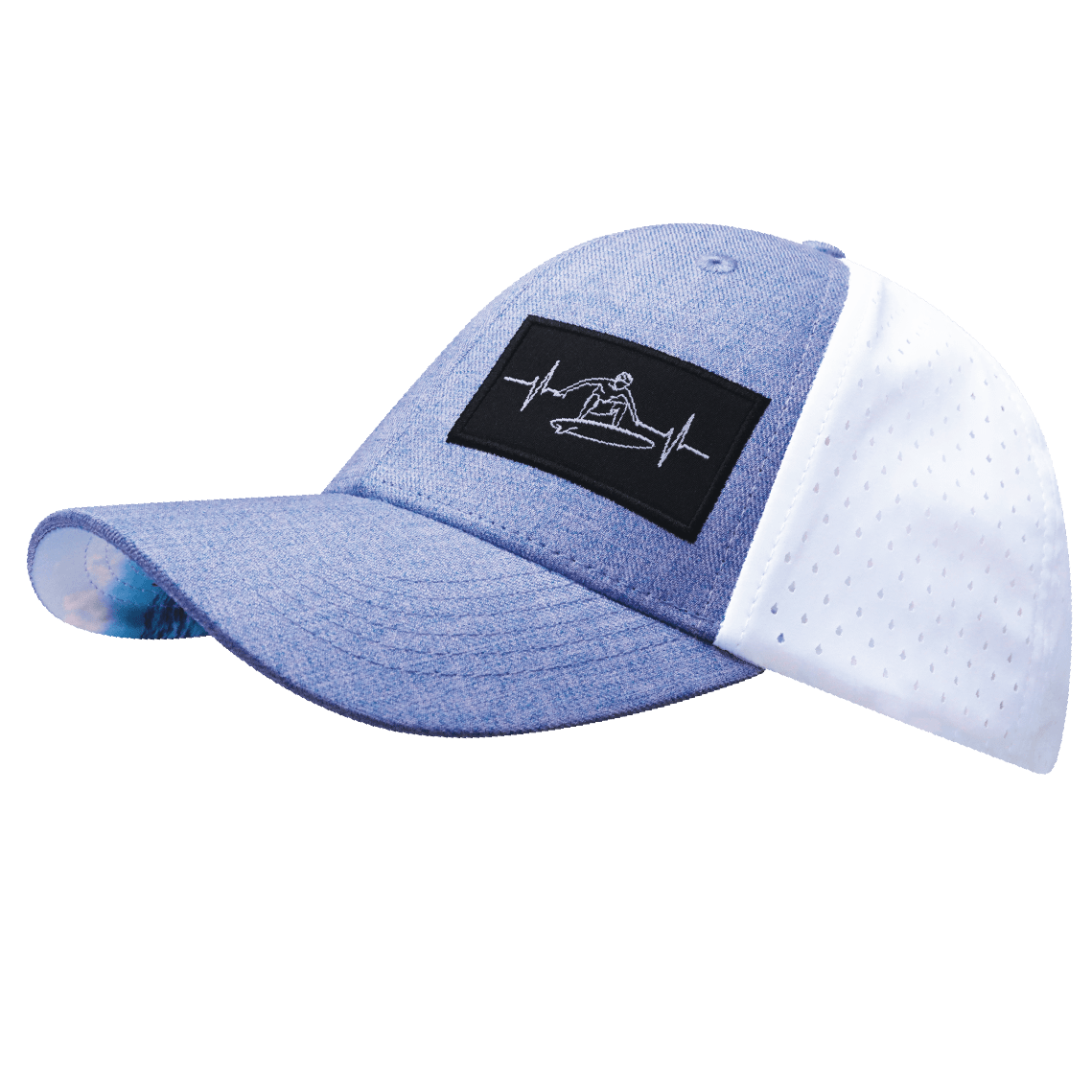 The Heartbeat Brand Surf Low Profile Hat — Light Blue / White — lifestyle context