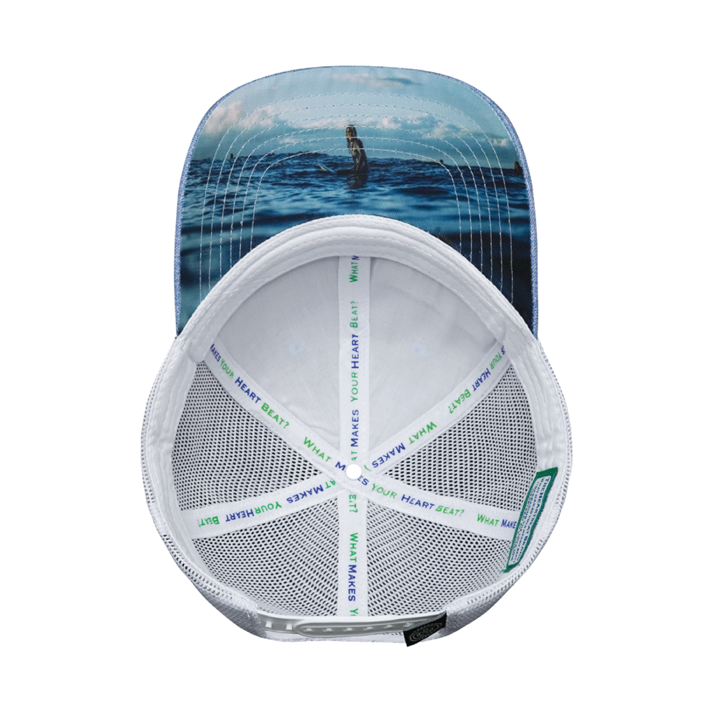 The Heartbeat Brand Surf Hat - Low Profile - Light Blue / White - Trucker Mesh — detail shot 7