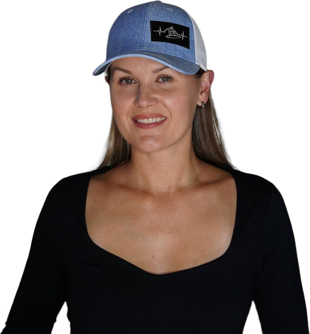 The Heartbeat Brand Surf Hat - Low Profile - Light Blue / White - Trucker Mesh — low profile hat category context