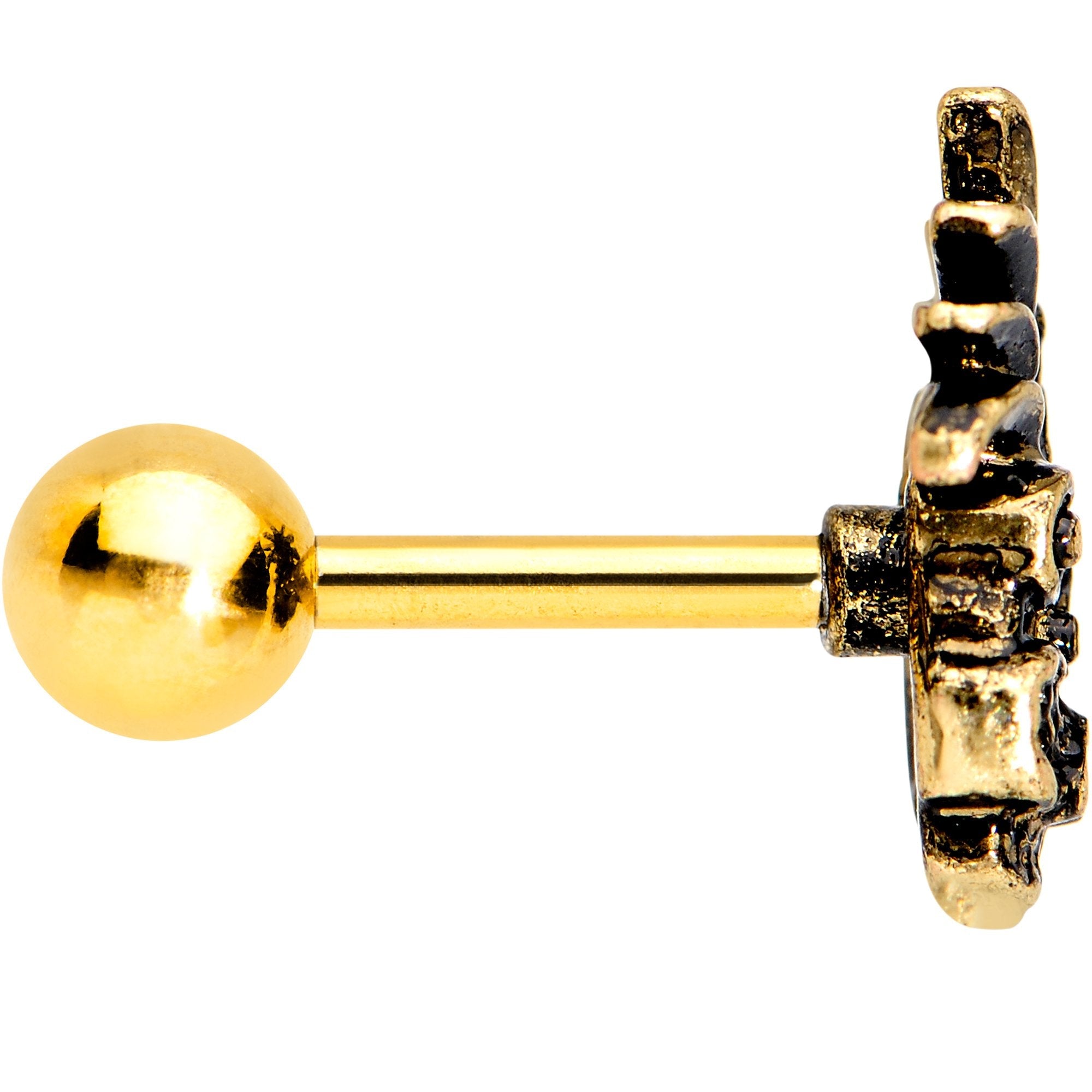 BodyCandy 1/4 Gold PVD Steampunk Tiki Skull Headdress Cartilage Tragus Earring — lifestyle context