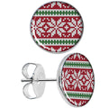 BodyCandy Red Green Christmas Sweater Stud Earrings — main product shot