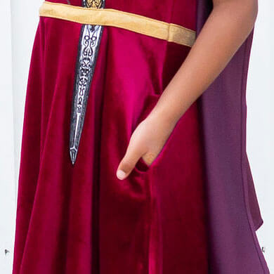 Princess Awesome & Boy Wonder Sword and Cape Ballerina Style Short Sleeve Dress with Pockets — color detail