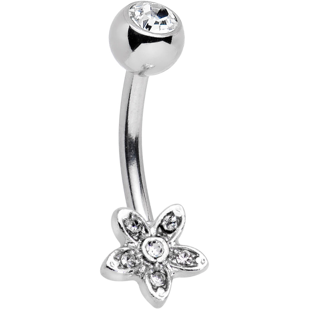 BodyCandy Clear Gem Field of Flowers Dangle Belly Ring — lifestyle context