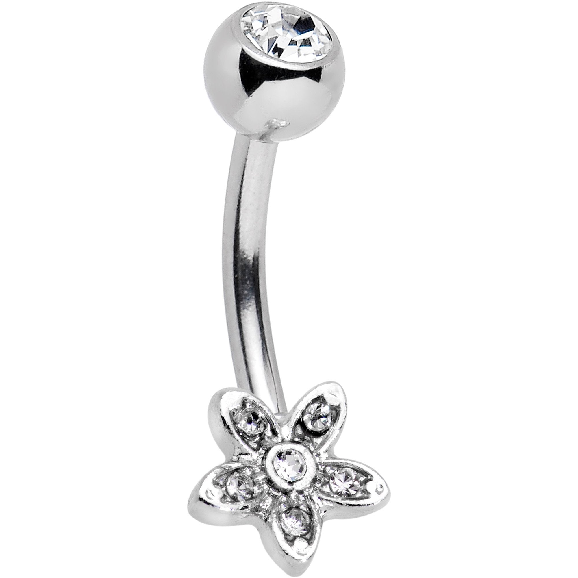BodyCandy Clear Gem Field of Flowers Dangle Belly Ring — lifestyle context