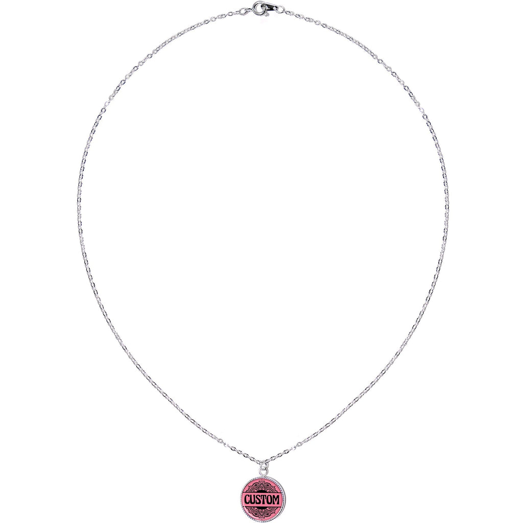 BodyCandy Custom Pink Mandala Personalized Name Silver Plated Chain Necklace — Pink detail