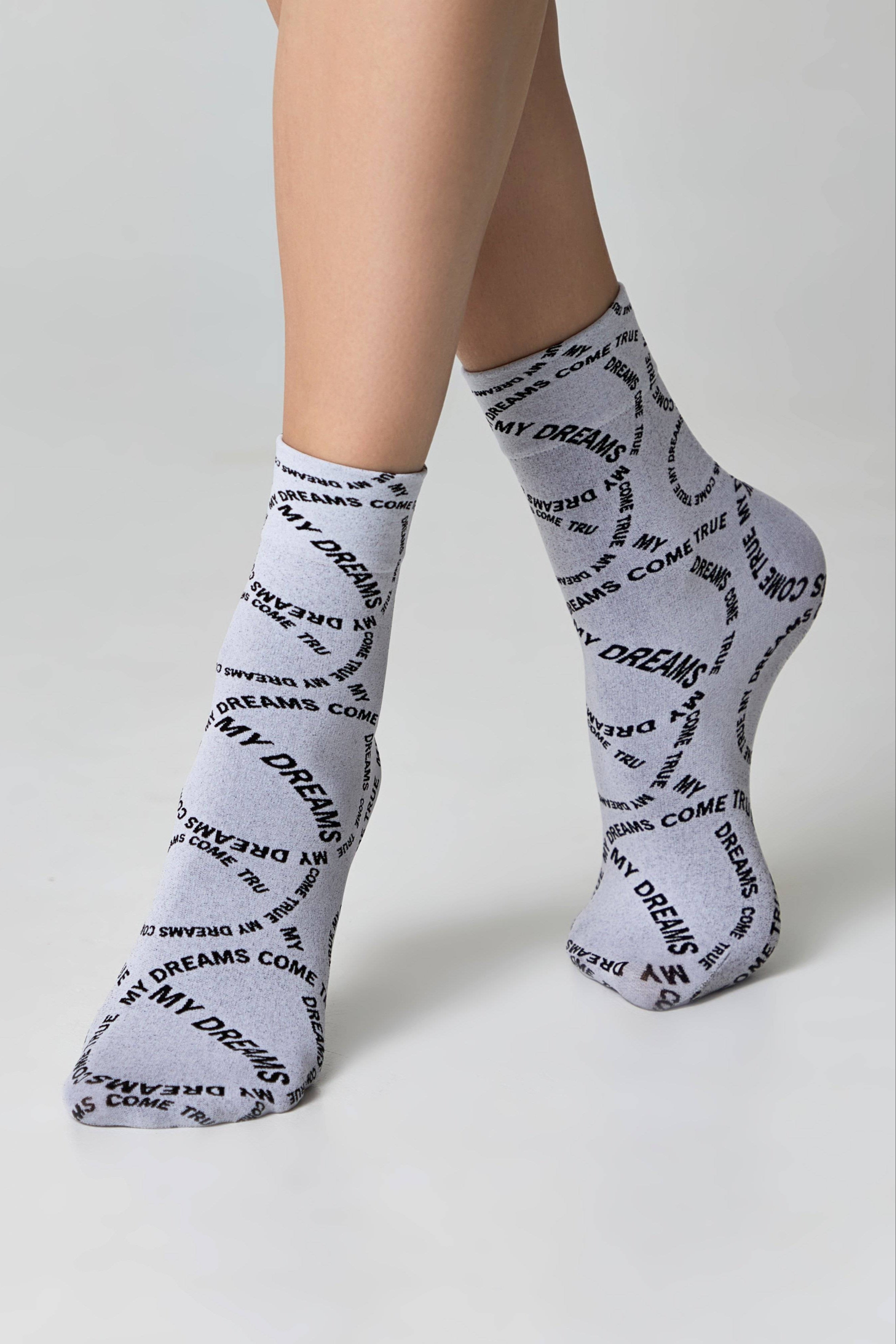 TheRanok.com Dense Socks Conte Fantasy - Knitted "My dreams" Design — detail close-up