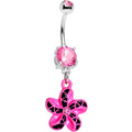 BodyCandy Pink Gem Pink Black Swirl Pinwheel Dangle Belly Ring — main product shot