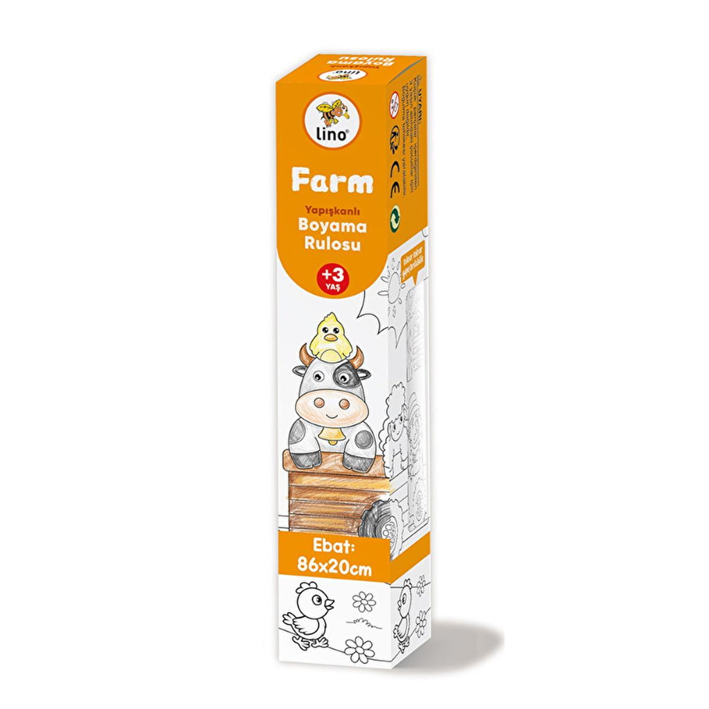 Lino Farm Adhesive Coloring Roll: 33.8" Reusable Kids' Art, Improves Fine Motor Skills, Mess-Free Wall & Table Fun.