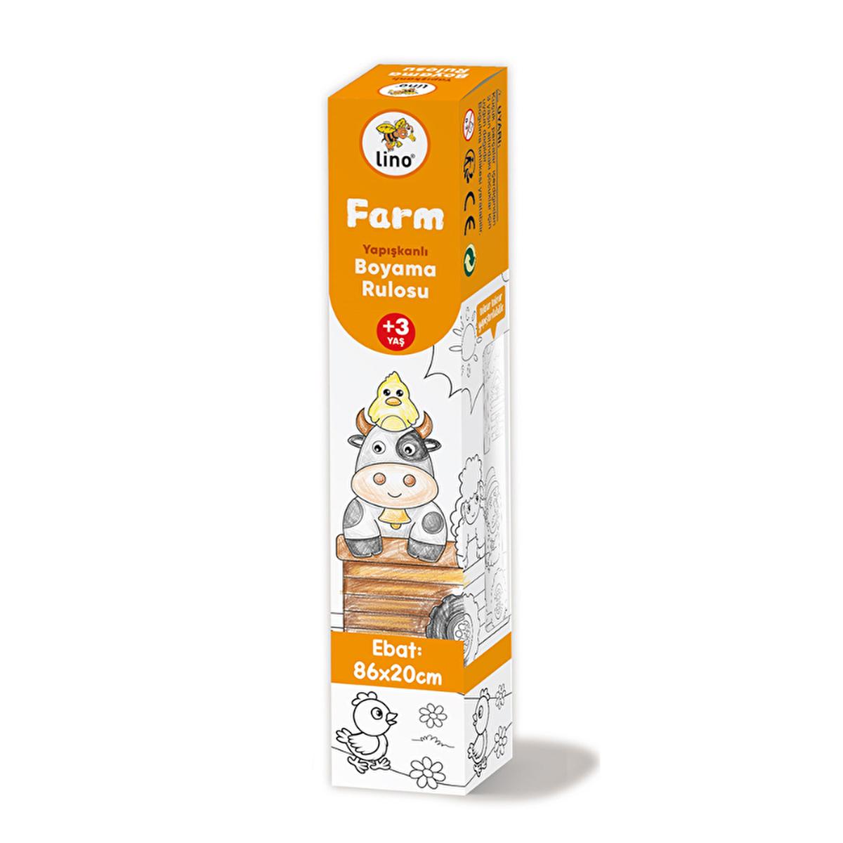 Lino Farm Adhesive Coloring Roll: 33.8" Reusable Kids' Art, Improves Fine Motor Skills, Mess-Free Wall & Table Fun.