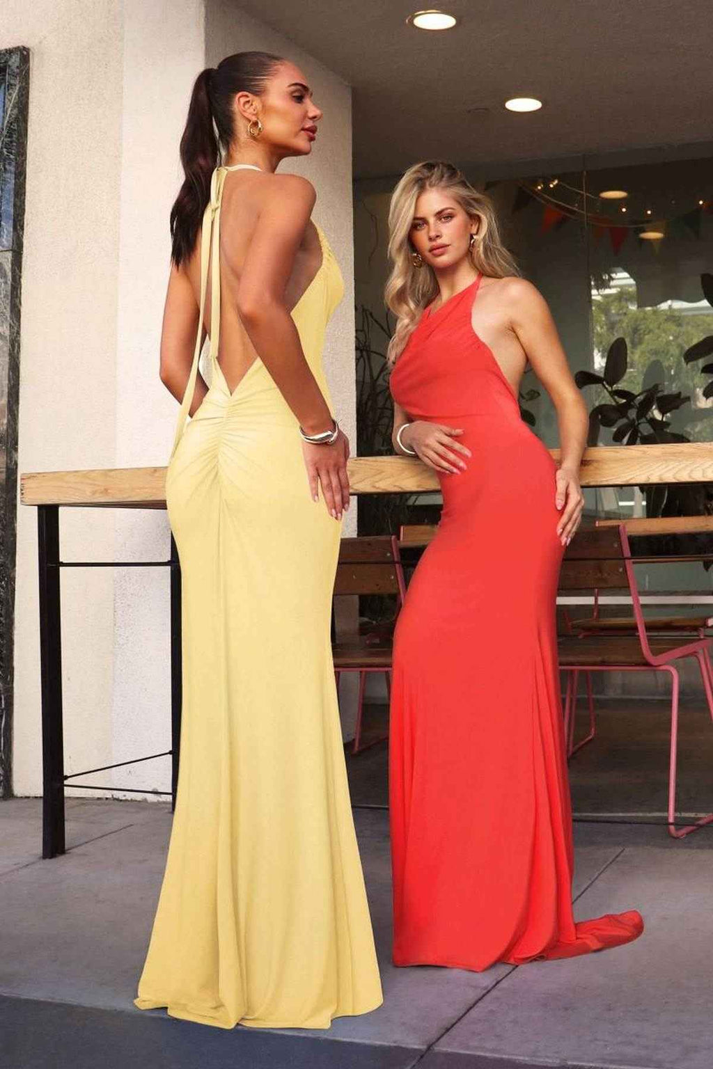 Astee T506 Multi-Way Adjustable Neckline Fitted Stretch Formal Dress