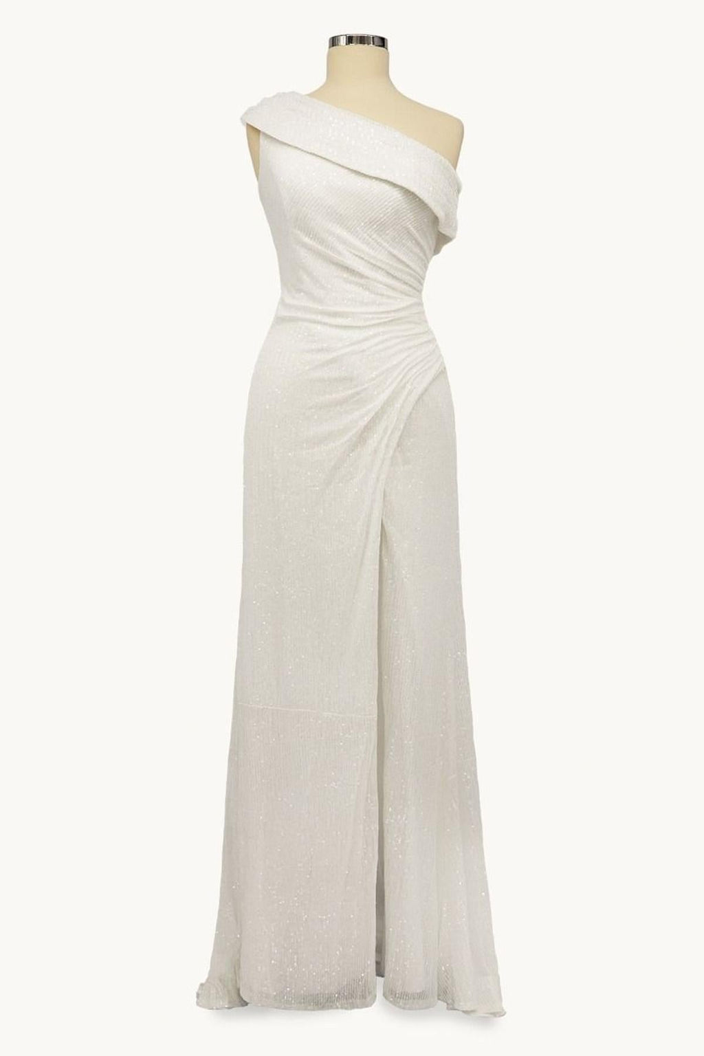 Ladivine Amoris T806 One Shoulder Evening Sequin Dress Leg Slit
