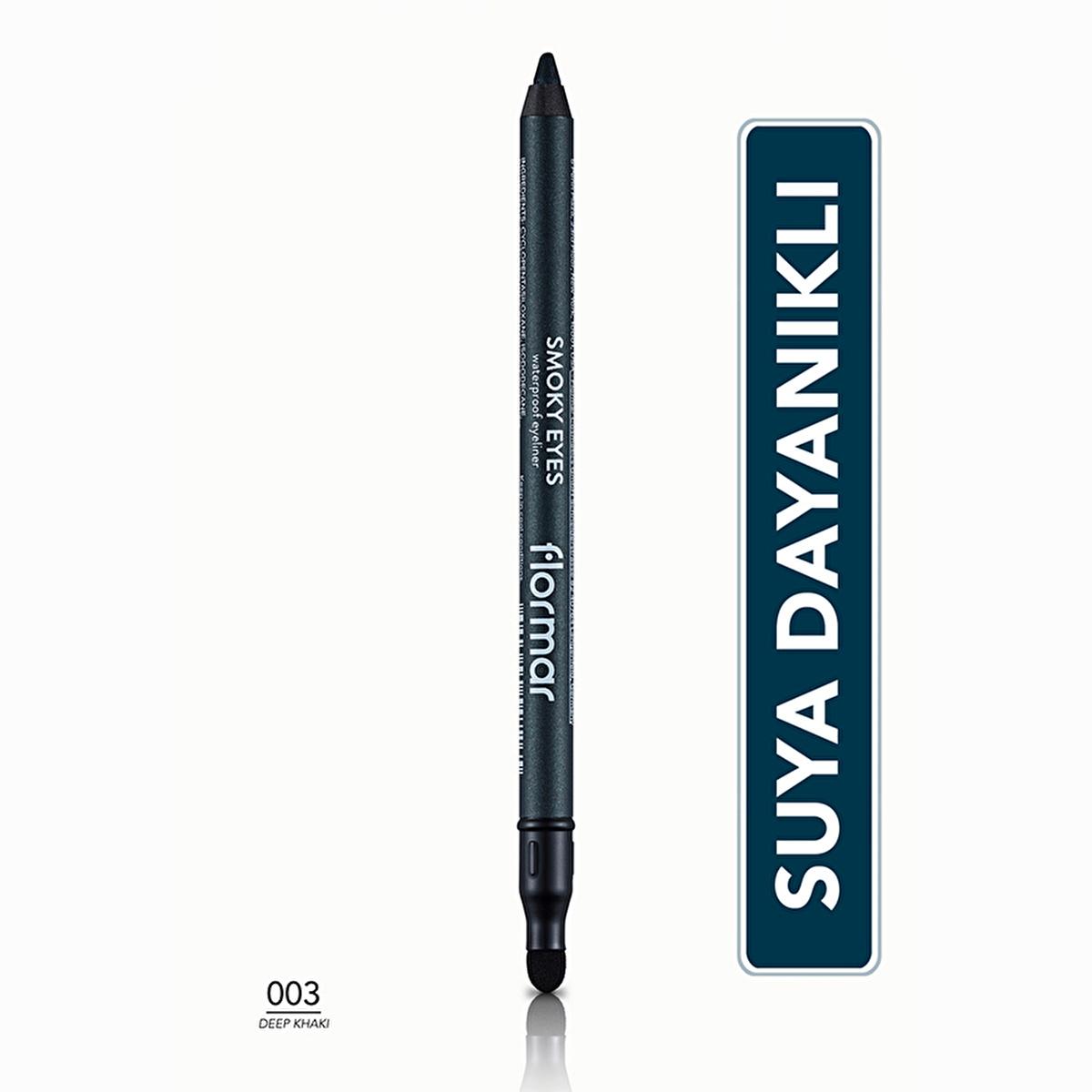 Flormar Smoky Eyes Waterproof Matte Eyeliner - Deep Khaki, Long-Lasting, Intense Pigment
