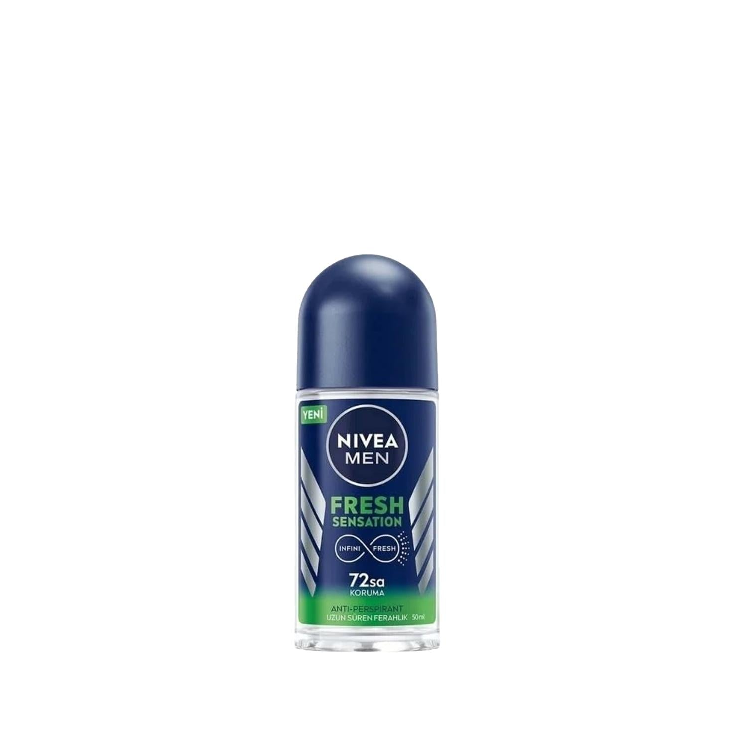 Nivea Men Fresh Sensation Roll-On Deodorant: Long-Lasting Odor & Wetness Protection, Travel-Friendly 1.69 fl oz
