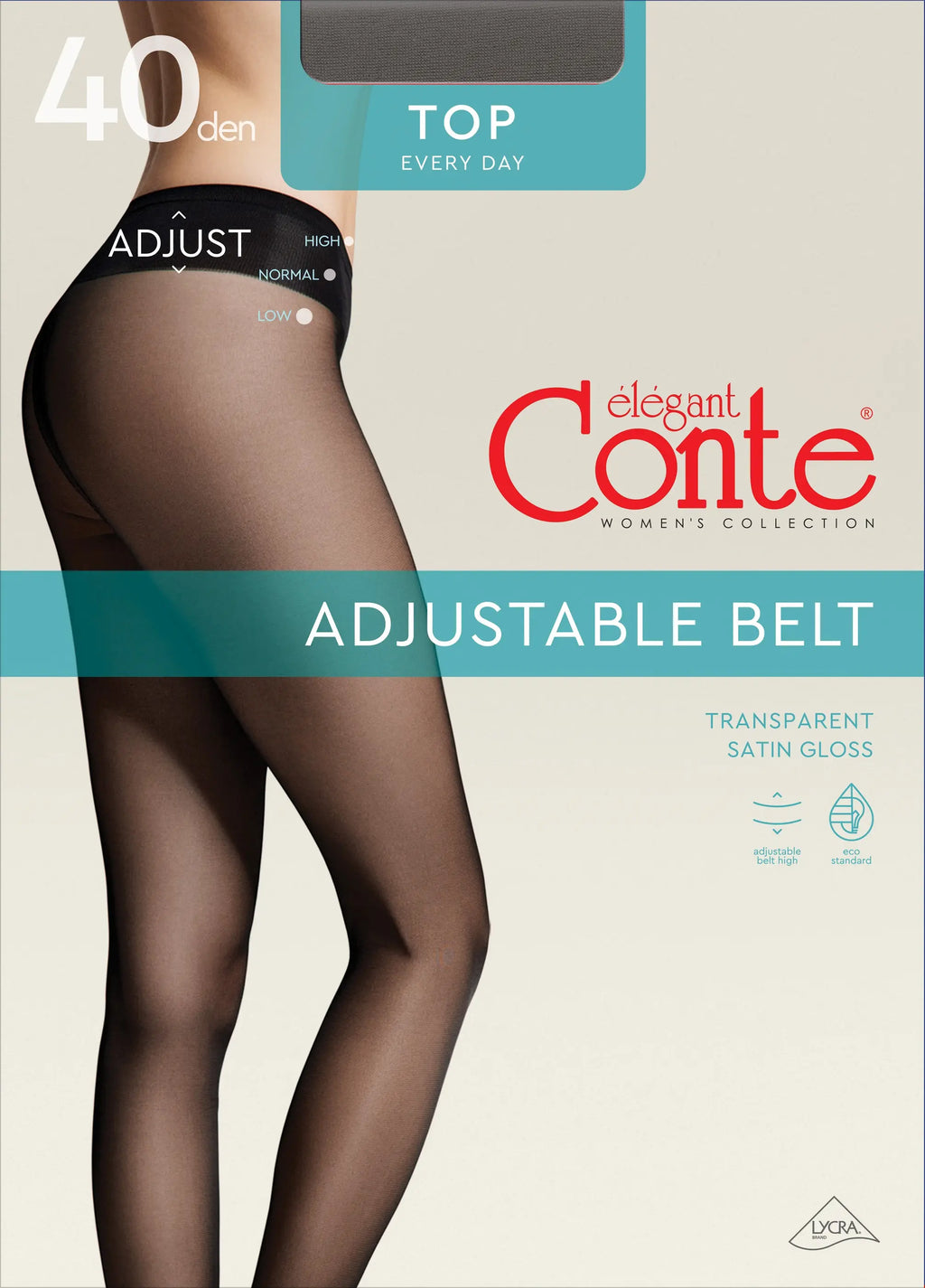 TheRanok.com Tights Conte Top 40 Den - Low Waist Adjustable Belt — side view