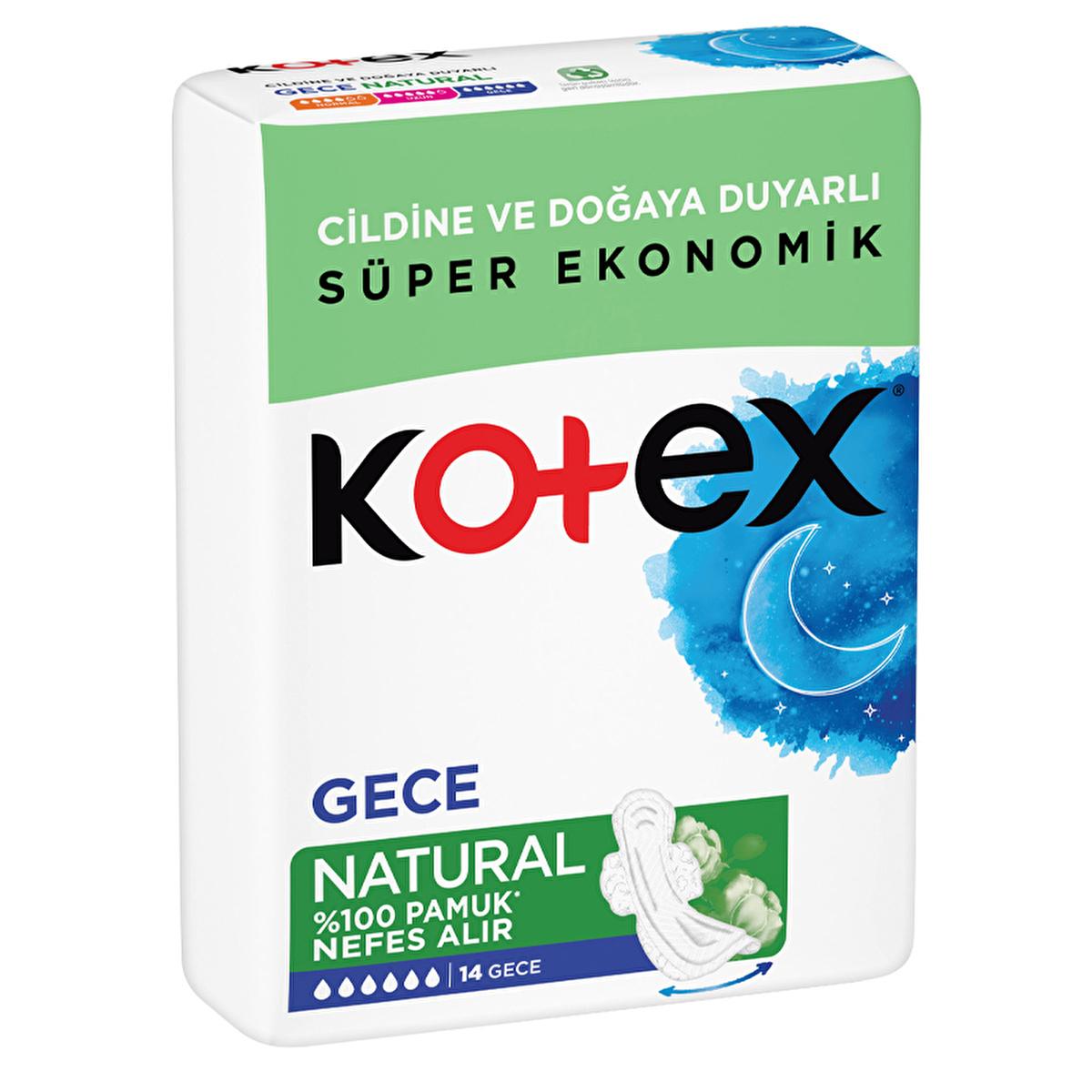 Kotex Natural Ultra Nighttime Feminine Hygiene Pads: 14-Count - Ultimate Leak Protection, Cottony Soft Comfort